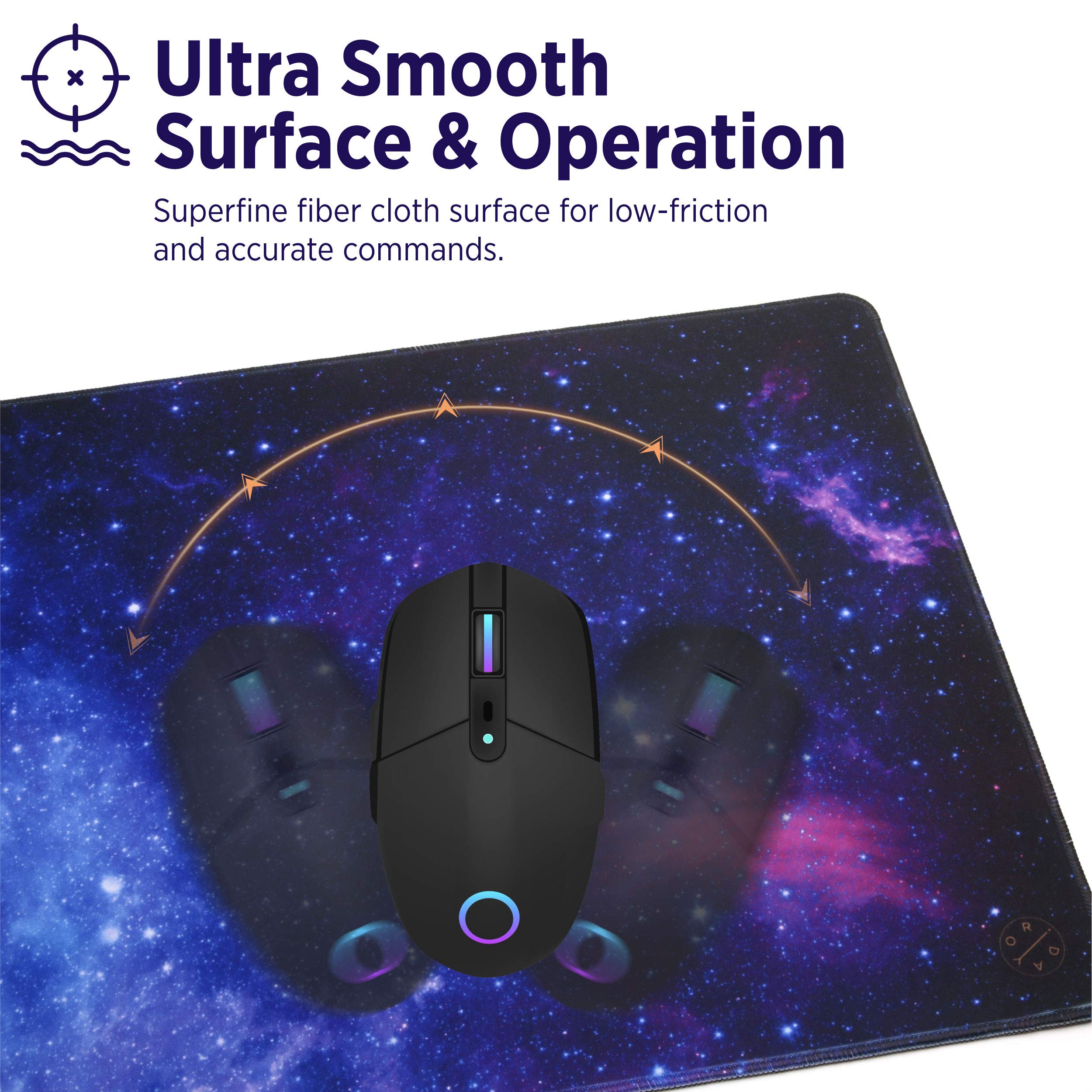 Oriday Large Gaming Mouse Pad - Extended XXL (35.4x15.7x0.11 Inch) Non-Slip Rubber Base Mousepad with Stitched Edges, Waterproof Keyboard Desk Mat for PC, Laptop, Gaming, Office & Home Decor - Mysteric Galaxy Design for Gamers & Professionals