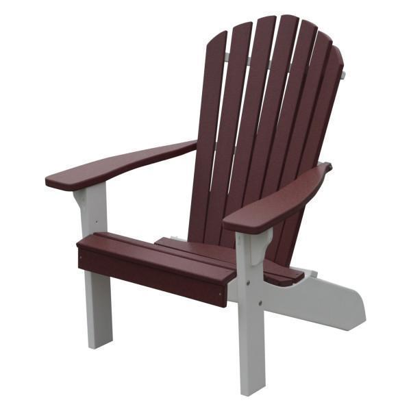 A&L Furniture Poly Fanback Adirondack Chair with White Frame - Durable Outdoor Patio Furniture for Garden, Poolside & Backyard Relaxation