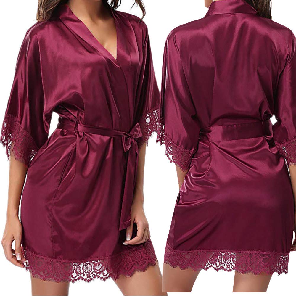 Sexy Lace Satin Pajama Set for Women - Comfortable Sleepwear & Nightwear Lingerie with Maid Outfit Style - Perfect for Valentine's Day, Honeymoon Nights & Romantic Occasions