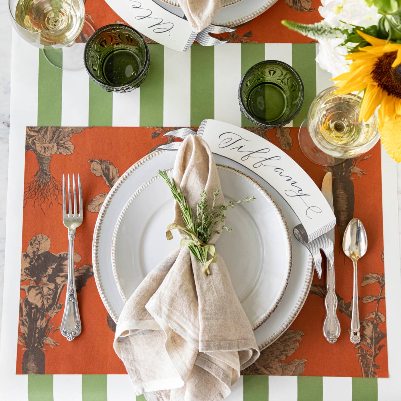 Premium Harvest Vegetable (Persimmon) Placemat Set - Natural Fiber Table Mats for Dining, Kitchen & Holiday Decor - Eco-Friendly Home Decor Accessories