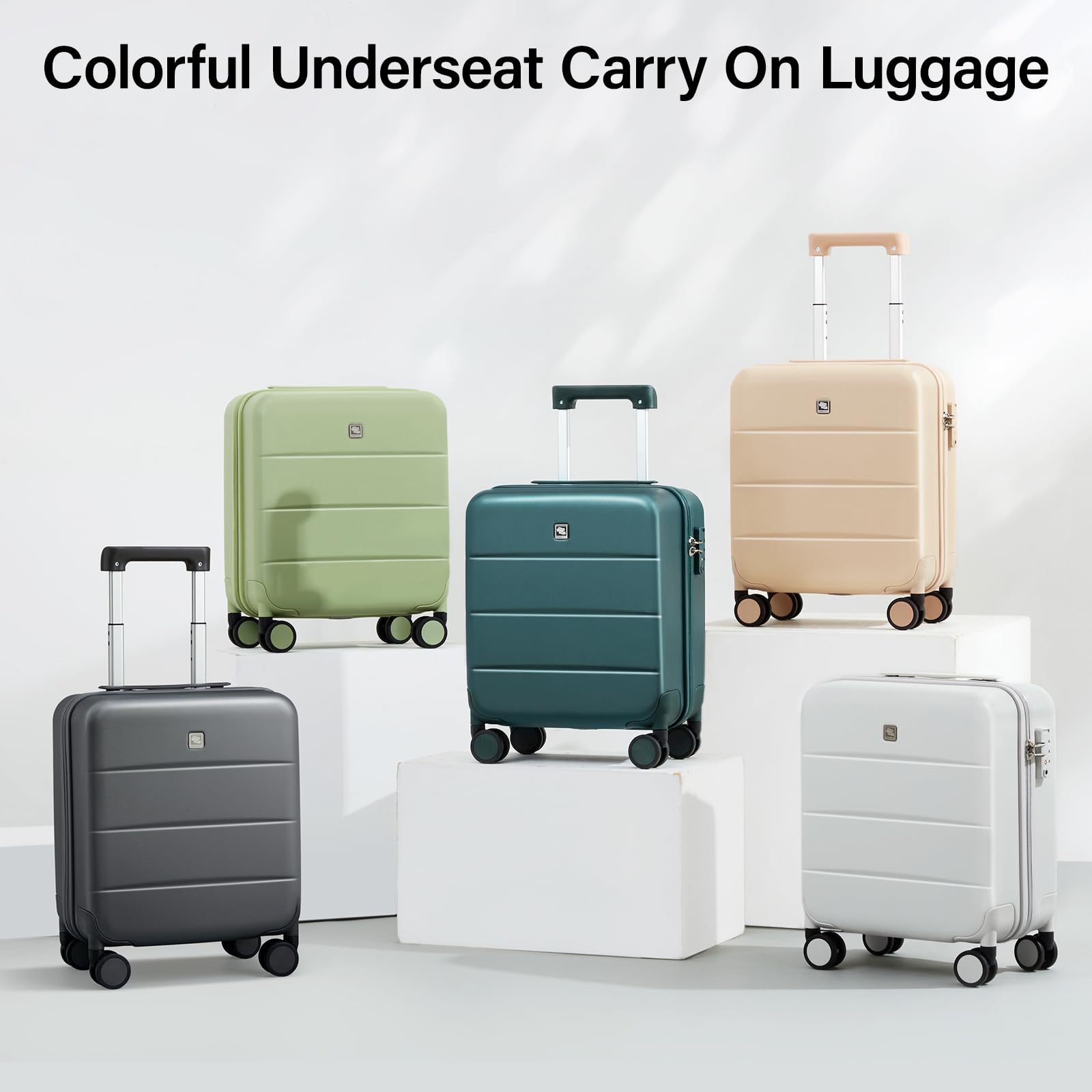 **Hanke 16 Inch Underseat Carry On Luggage - Lightweight Hard Shell Spinner Suitcase, TSA Approved Airline Travel Bag for Women & Men (Smoke White) - Perfect for Business Trips & Weekend Getaways**