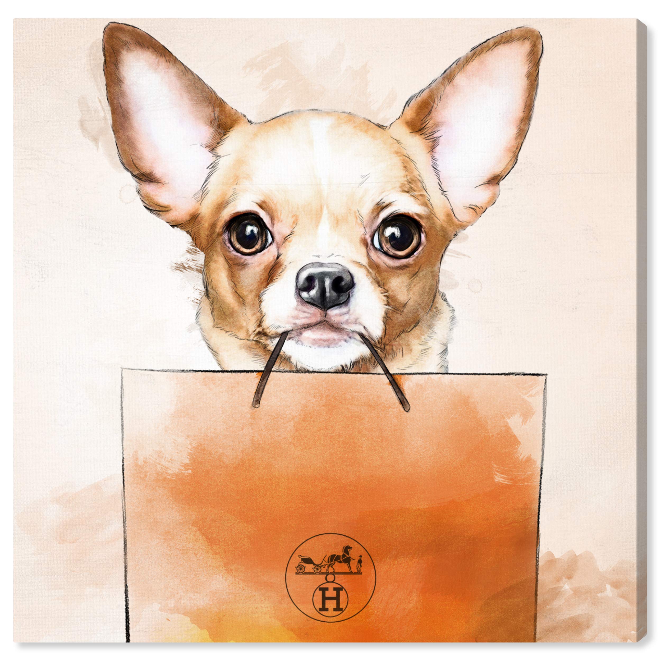 Oliver Gal Artist Co. Chihuahua Watercolor Canvas Wall Art Print - 30x30 Inch Orange & Brown Home Decor for Living Room, Bedroom, Office