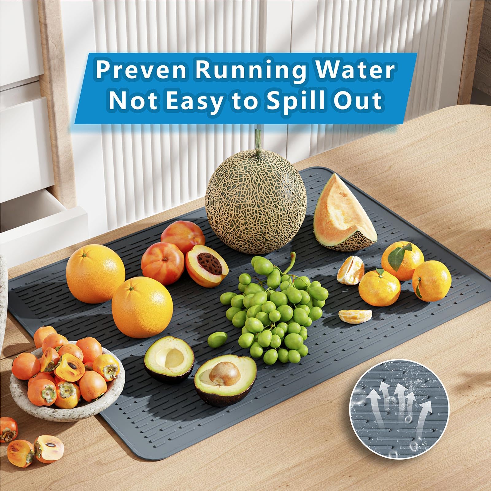 Silicone Electric Stove Top Cover - 28 x 20 Inch Extra Large Glass Cooktop Protector & Dish Drying Mat with 5 Hard Bristle Crevice Cleaning Brushes - Perfect for Kitchen Counter Protection & Spill Prevention
