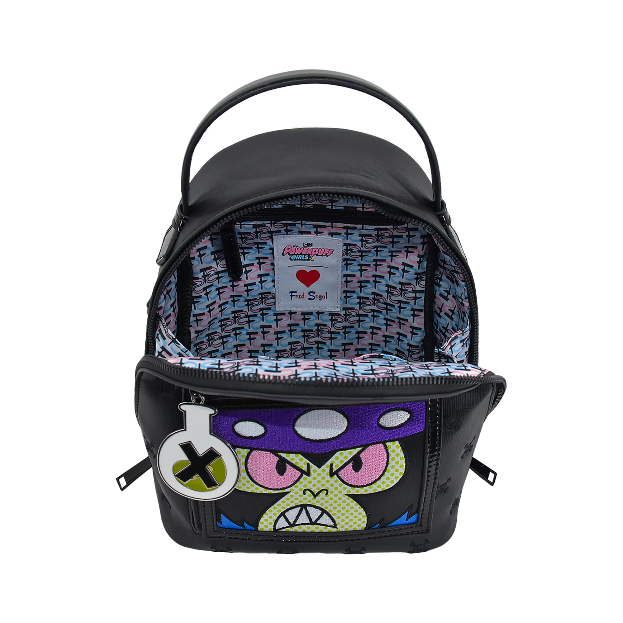 Concept One Fred Segal The Powerpuff Girls Mini Backpack - Small Unisex Travel Bag & Purse (Mojo Jojo Design, 9 Inch) - Perfect for School, Work, Travel & Comic Conventions