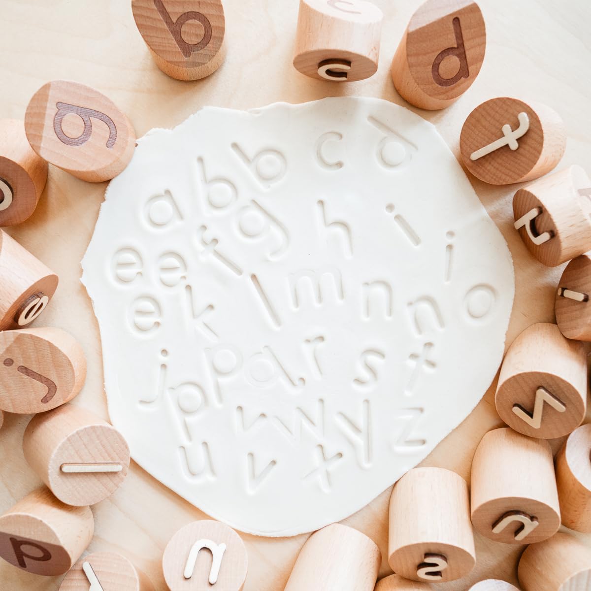 Alphabet Playdough Stamps for Kids - Lowercase Letter Stamp Set - ABC Learning Toys for Toddlers - Clay Dough Stampers for Early Childhood Education & Sensory Play