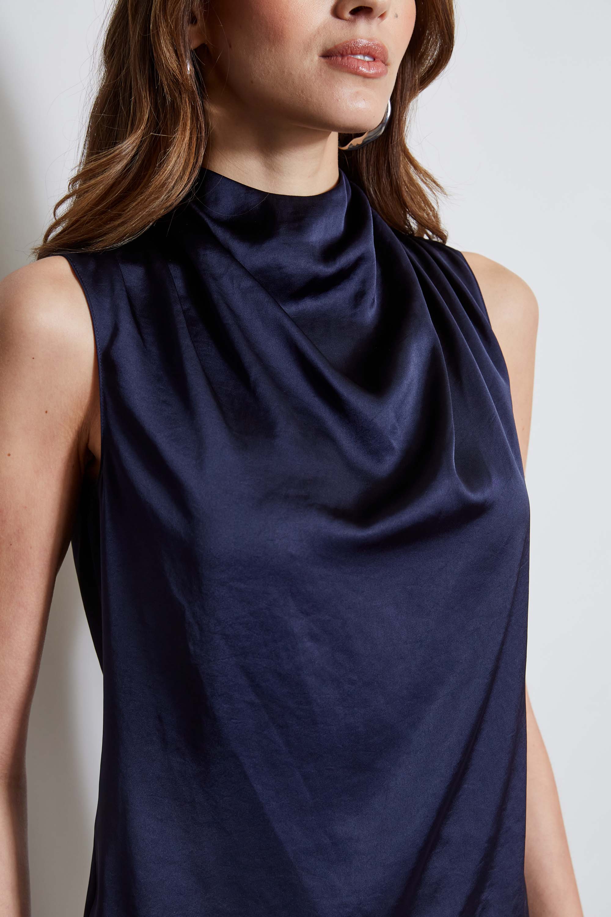 Elegant Satin Draped Neck Top for Women - Trendy Blouse for Party, Date Night & Special Occasions