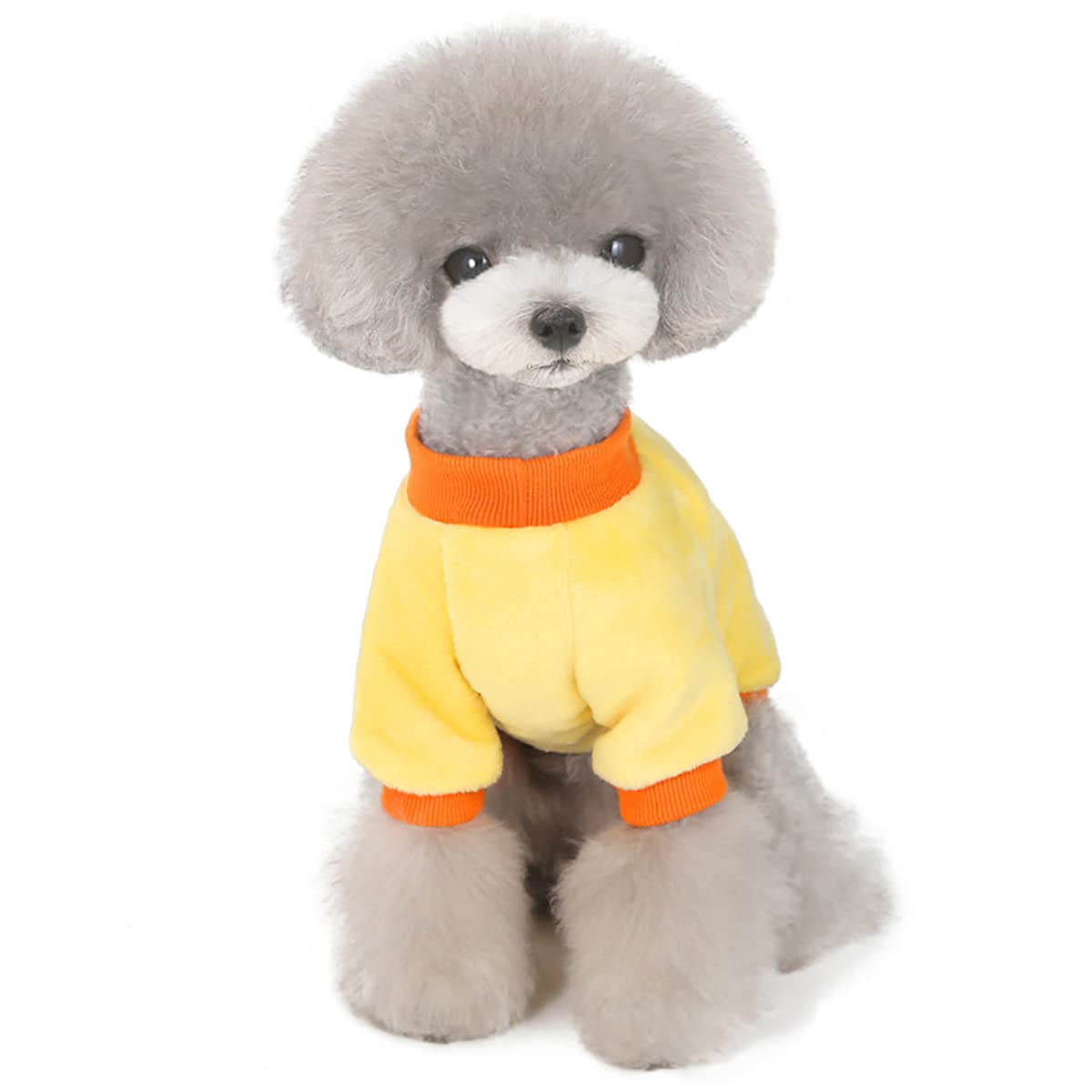 Warm Fleece Dog Sweater - Winter Coat for Small & Medium Dogs & Cats - Cozy Yellow Fruit Pajamas for Indoor & Outdoor Use