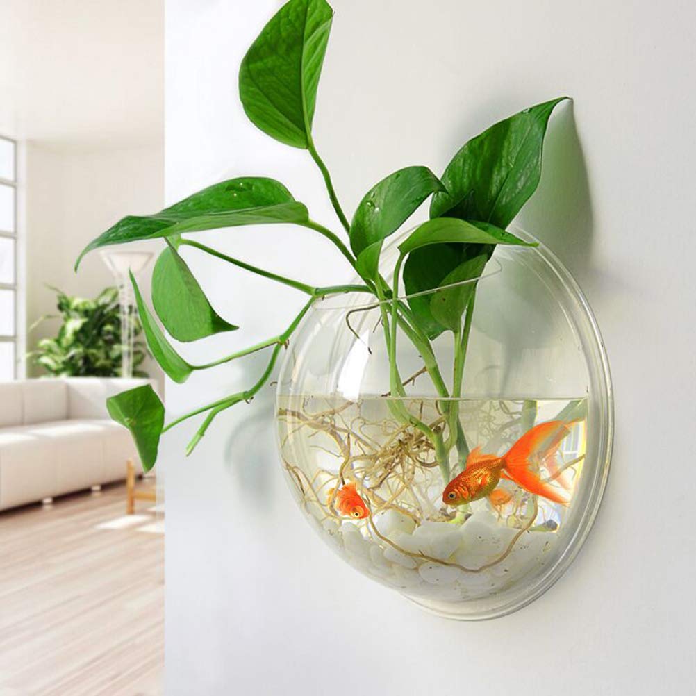 TOPINCN Acrylic Wall Hanging Fish Tank - Decorative Mini Aquarium for Betta Fish, Hydroponic Air Plants & Flowers | Perfect for Home, Office Decor & Zen Spaces