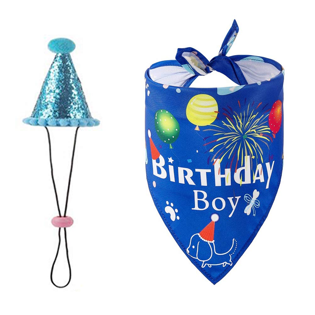 Bestoyard Pet Birthday Caps & Bibs - Adorable Cat Dog Costume Headwear Hat for Birthday Parties & Photo Shoots