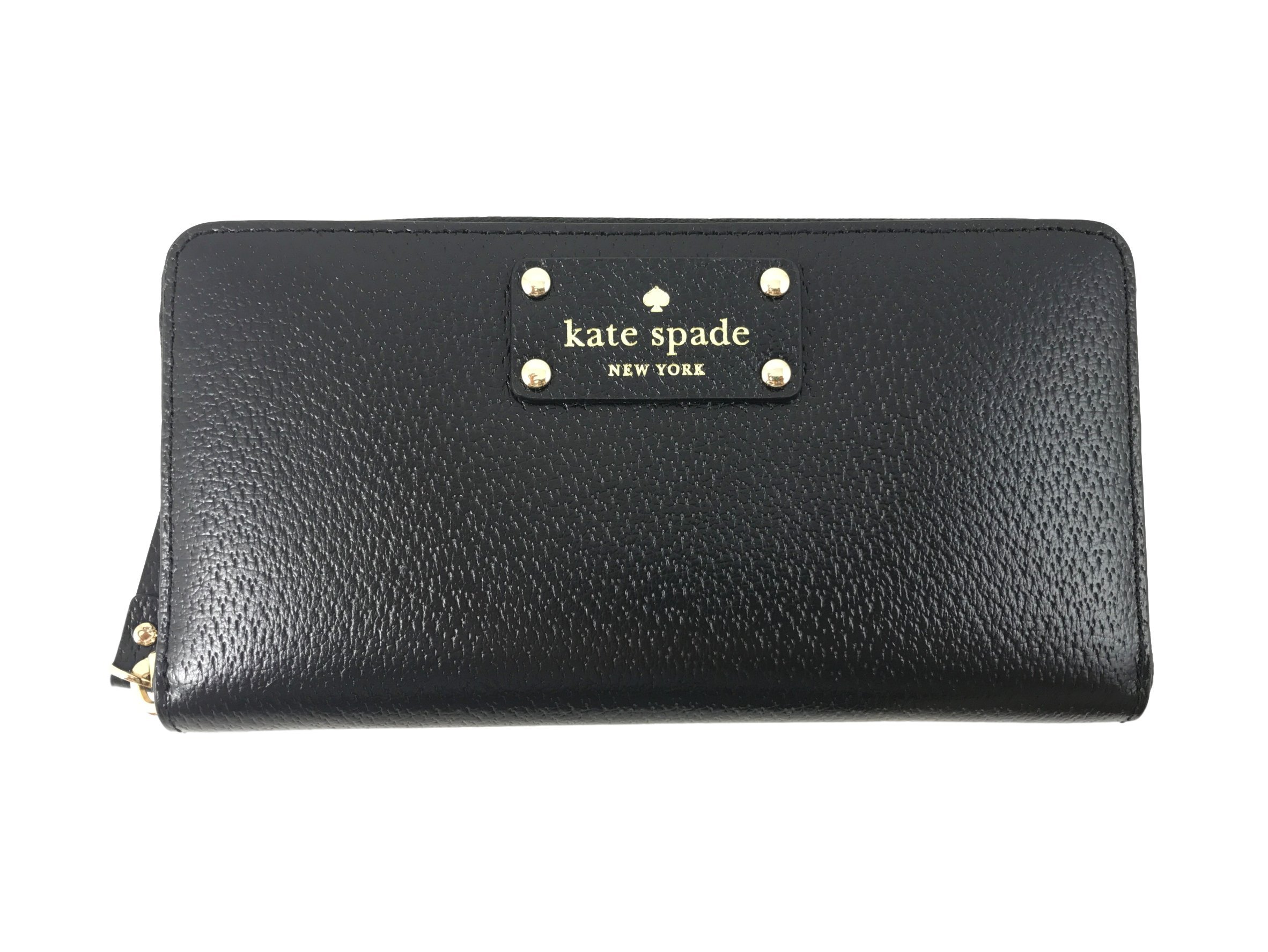 Kate Spade New York Wellesley Neda Zip-Around Wallet for Women - Slim RFID Blocking Leather Wallet with Multiple Card Slots & ID Window (Black) - Perfect for Everyday Use, Travel, and Gift Giving