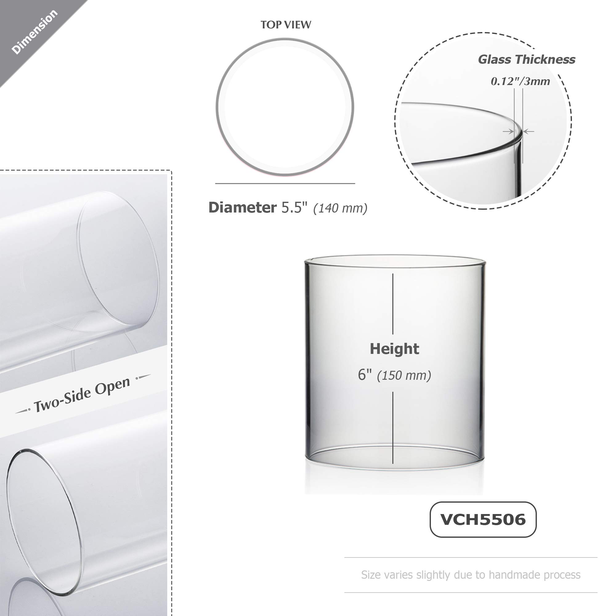 WGVI Clear Glass Hurricane Candle Holder Sleeve - 5.5