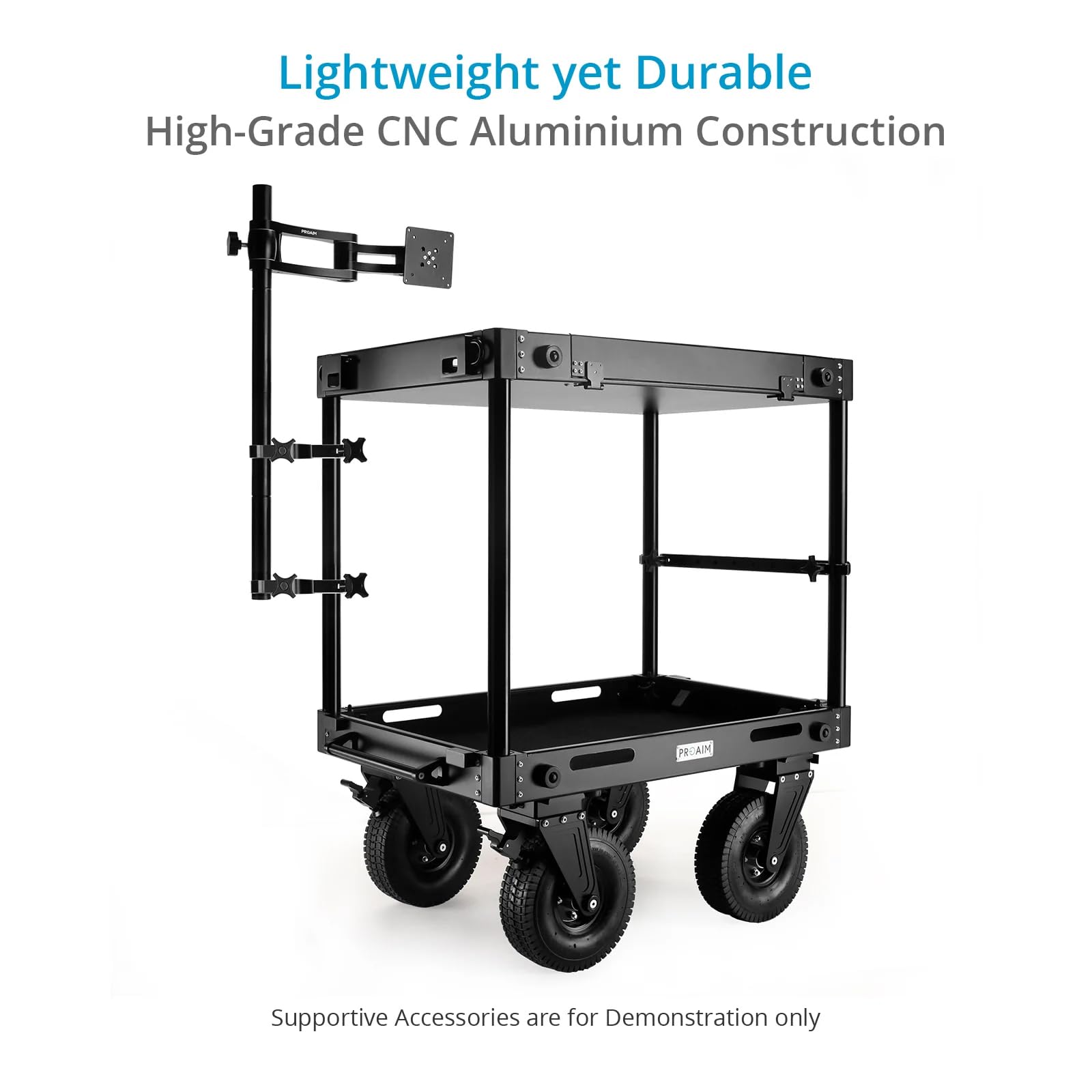 PROAIM Heavy Duty Monitor Articulated Arm - 25kg/55lb Payload, Compatible with Victor Cart, Atlas Camera Cart & Sound Chief Cart - Perfect for Film Production, Video Editing & Studio Setups (VCTR-MA)