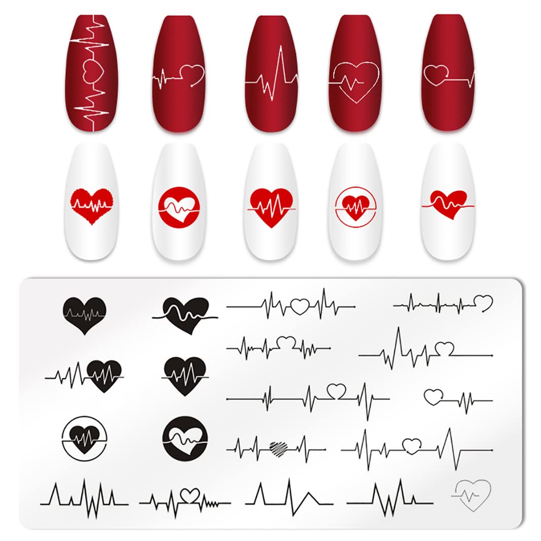 6pcs Valentine's Day Love Heart Nail Stamping Plates Kit - Romantic Heart Image Designs for Nail Art, DIY Manicure Tools for Women | Perfect for Valentine's Gifts, Date Nights & Bridal Nail Designs