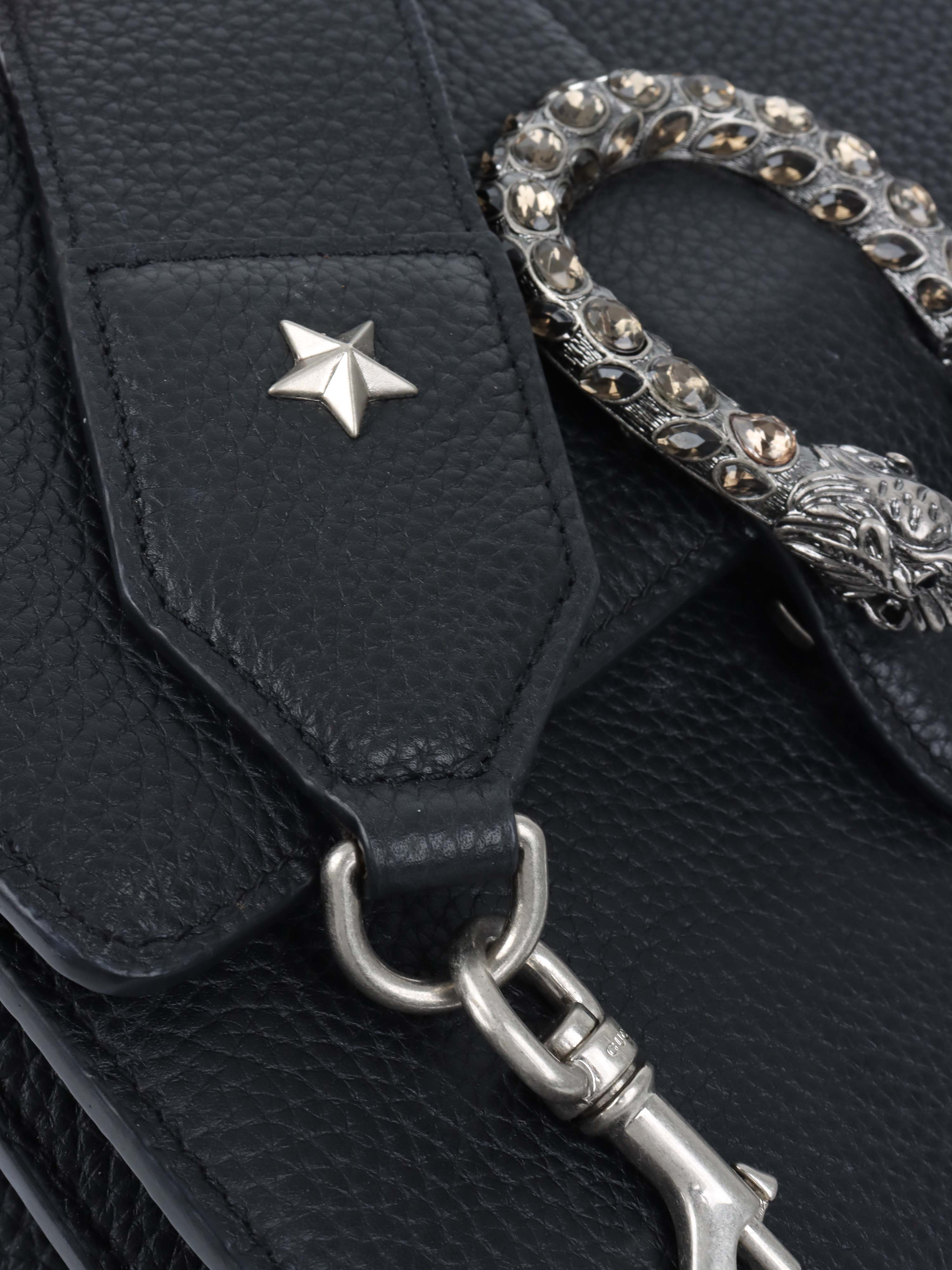 Gucci Dionysus Black Leather Shoulder Bag with Bamboo Handle - Luxury Crossbody Purse for Women, Perfect for Parties & Evening Events