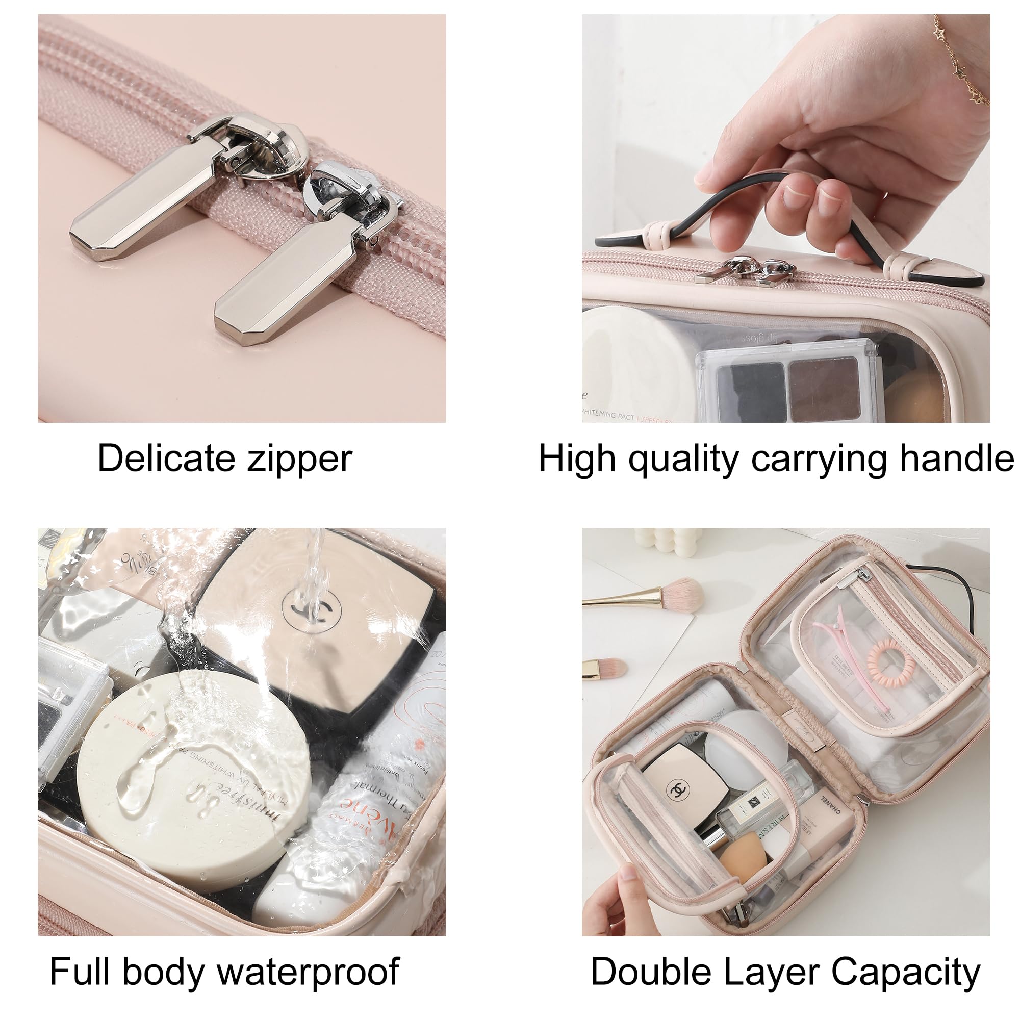 Veki Clear Makeup Bag - Large Waterproof Travel Cosmetic Case with Zipper, Spacious Toiletry Organizer for Women | Perfect for Travel, Gym & Daily Cosmetics Storage