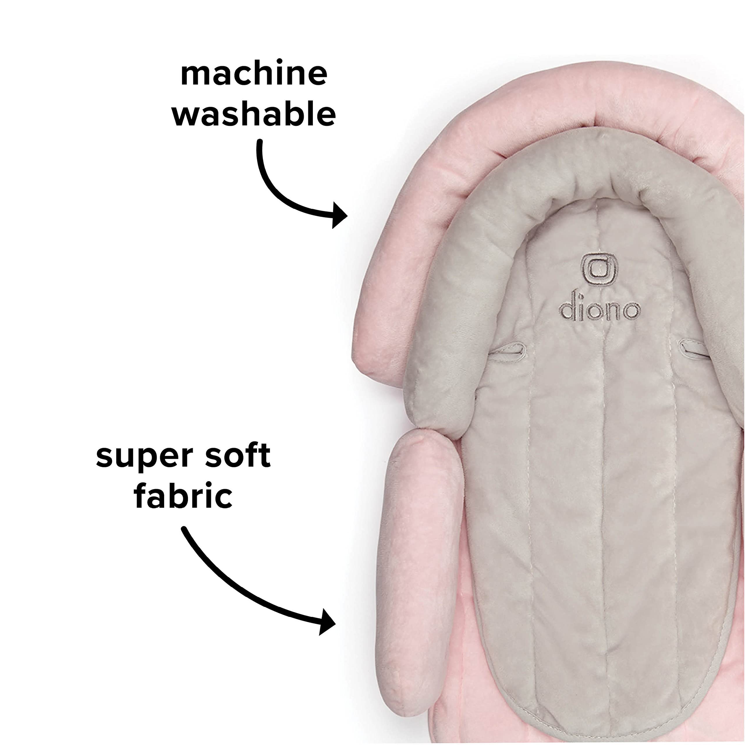 Diono Cuddle Soft 2-in-1 Baby Head, Neck & Body Support Pillow for Newborns – Super Soft Car Seat Insert Cushion – Ideal for Infant Car Seats, Convertible Car Seats & Strollers – Gray/Pink – Perfect for Travel, Napping & On-the-Go Comfort