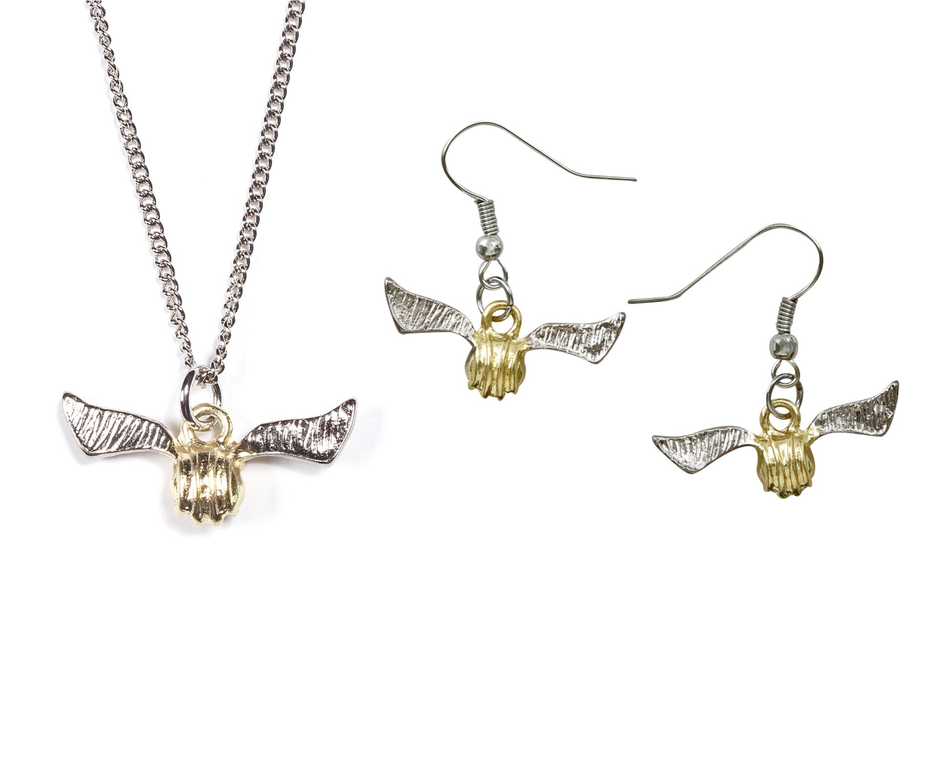 Harry Potter Golden Snitch Necklace and Earring Set - Magical Jewelry Gift for Fans - Perfect for Cosplay, Halloween, and Themed Parties