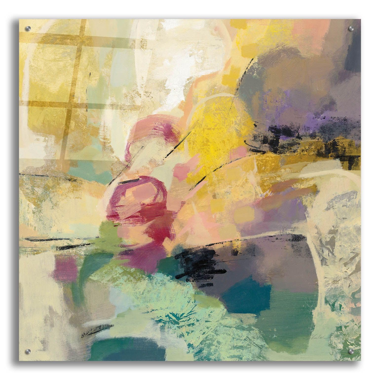 Mid Mod Mood Acrylic Glass Wall Art by Silvia Vassileva - 36x36 Inches Modern Abstract Painting for Living Room, Bedroom & Office Decor