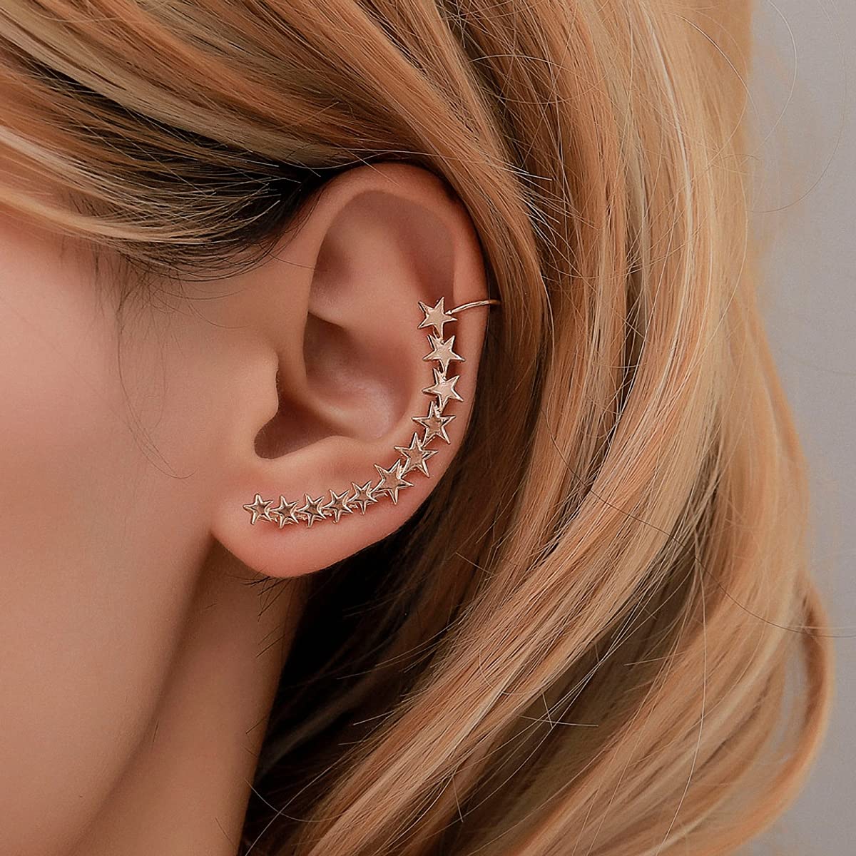 Sparkling Star & Leaf Shaped Rhinestone Ear Cuffs for Women - Elegant Water Drop Crystal Earrings for Parties, Weddings & Special Occasions