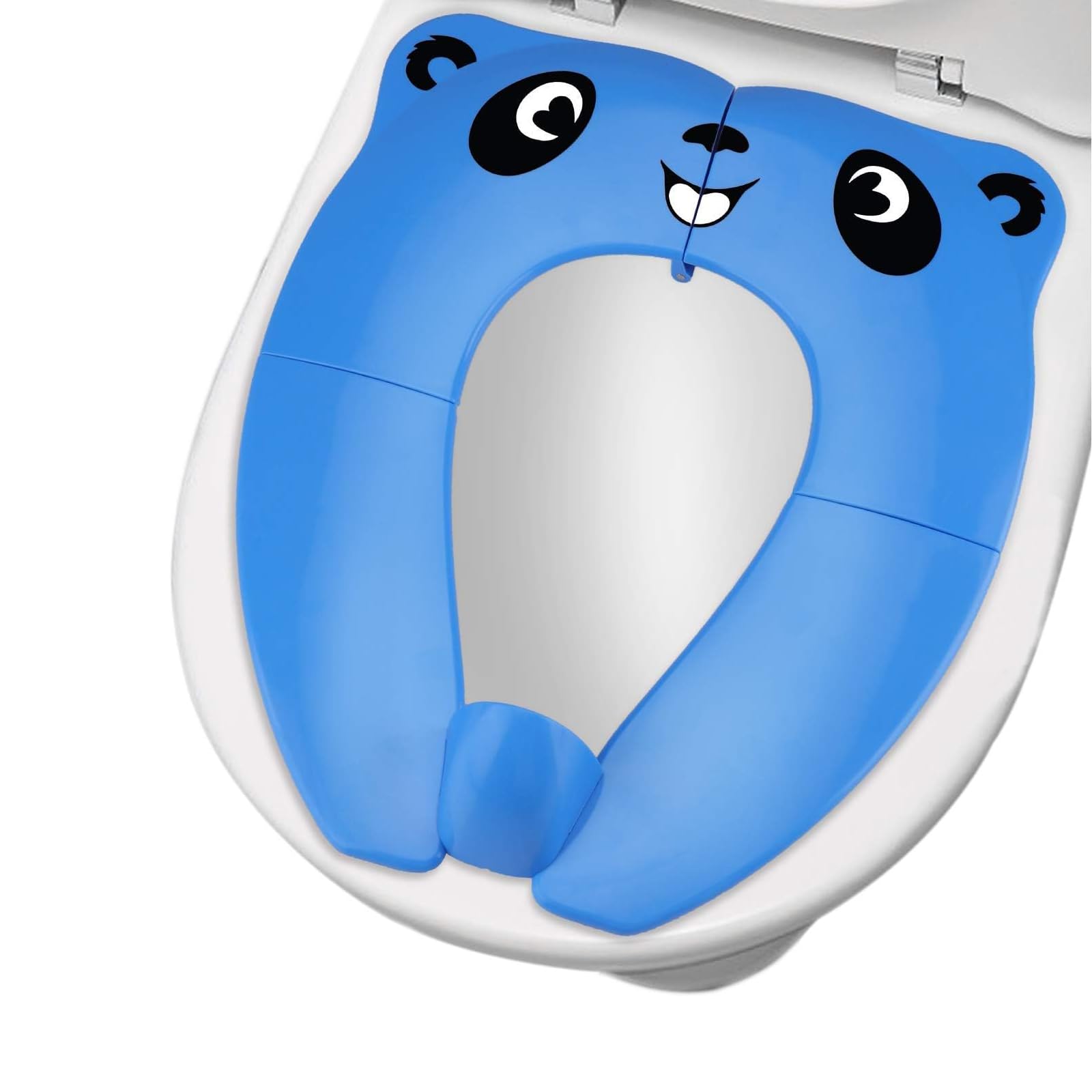 DILSIAI Panda Silicone Travel Potty Seat for Kids - Foldable Portable Toilet Training Seat with Non-Slip Design for Toddlers (Blue) - Perfect for Airplane, Car & Outdoor Use