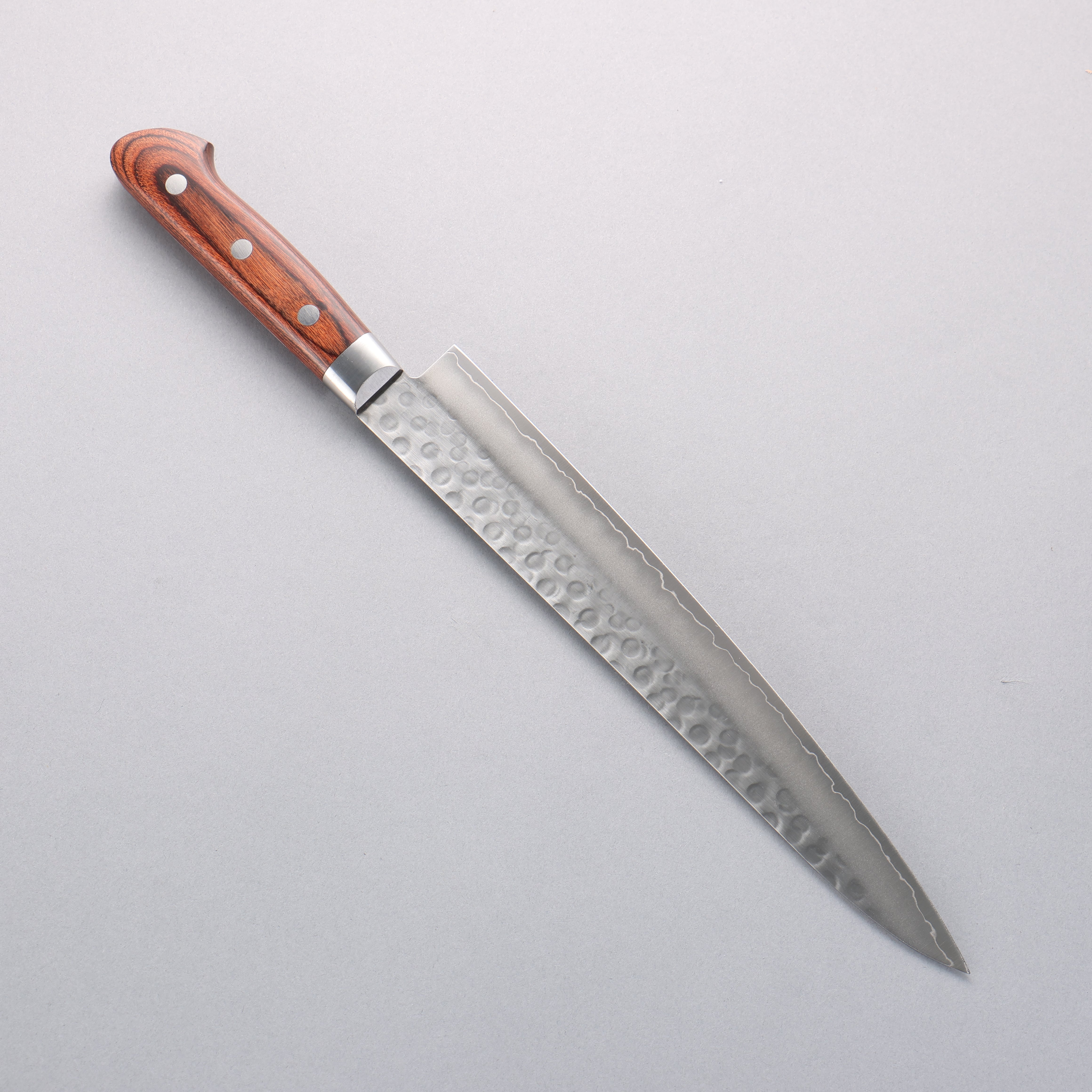 Premium Seisuke Swedish Steel Hammered Sujihiki Knife 240mm - Japanese Chef Knife with Mahogany Handle for Slicing Meat, Sushi & Precision Cutting