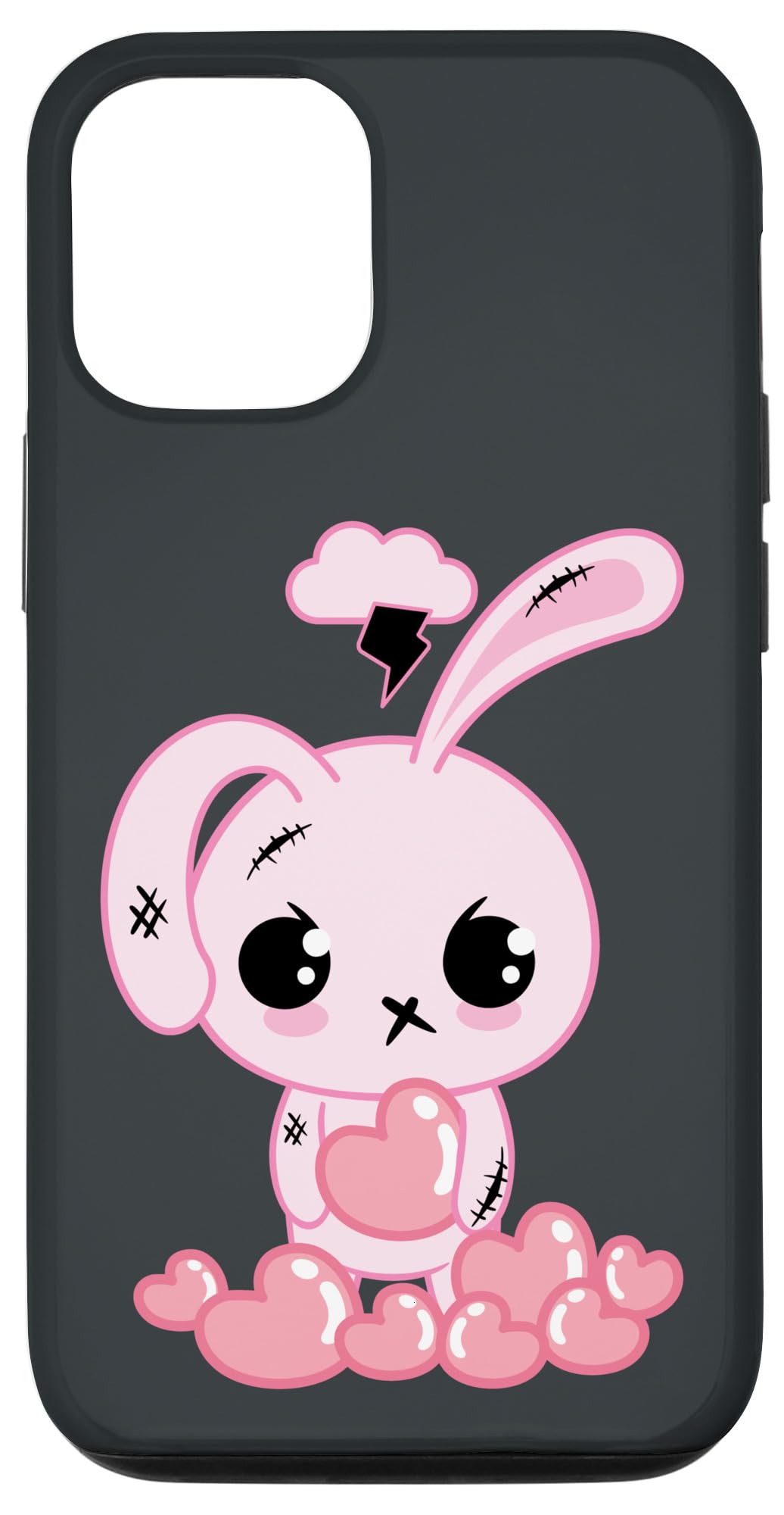 iPhone 12/12 Pro Pastel Goth Kawaii Cute Bunny Phone Case - Trendy Kawaii Goth Accessory for Teens & Young Adults - Perfect for School, Parties & Aesthetic Outfits