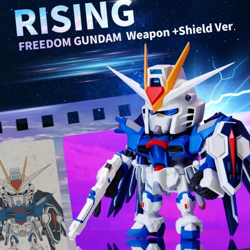 Bandai Gundam Seed Freedom QMSV Mini Rising Freedom & Immortal Justice Gundam Action Figure Set - 8-Piece Collectible Model Kit for Anime Fans | Perfect for Display, Gifts, and Anime Collections