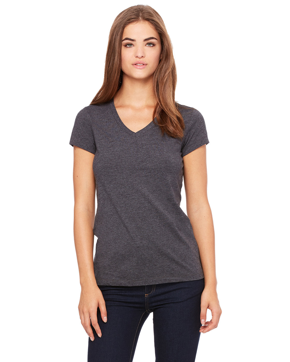 Bella + Canvas B6005 Women's Soft Jersey Short Sleeve V-Neck T-Shirt - Comfortable Casual Wear for Everyday, Gym, and Layering