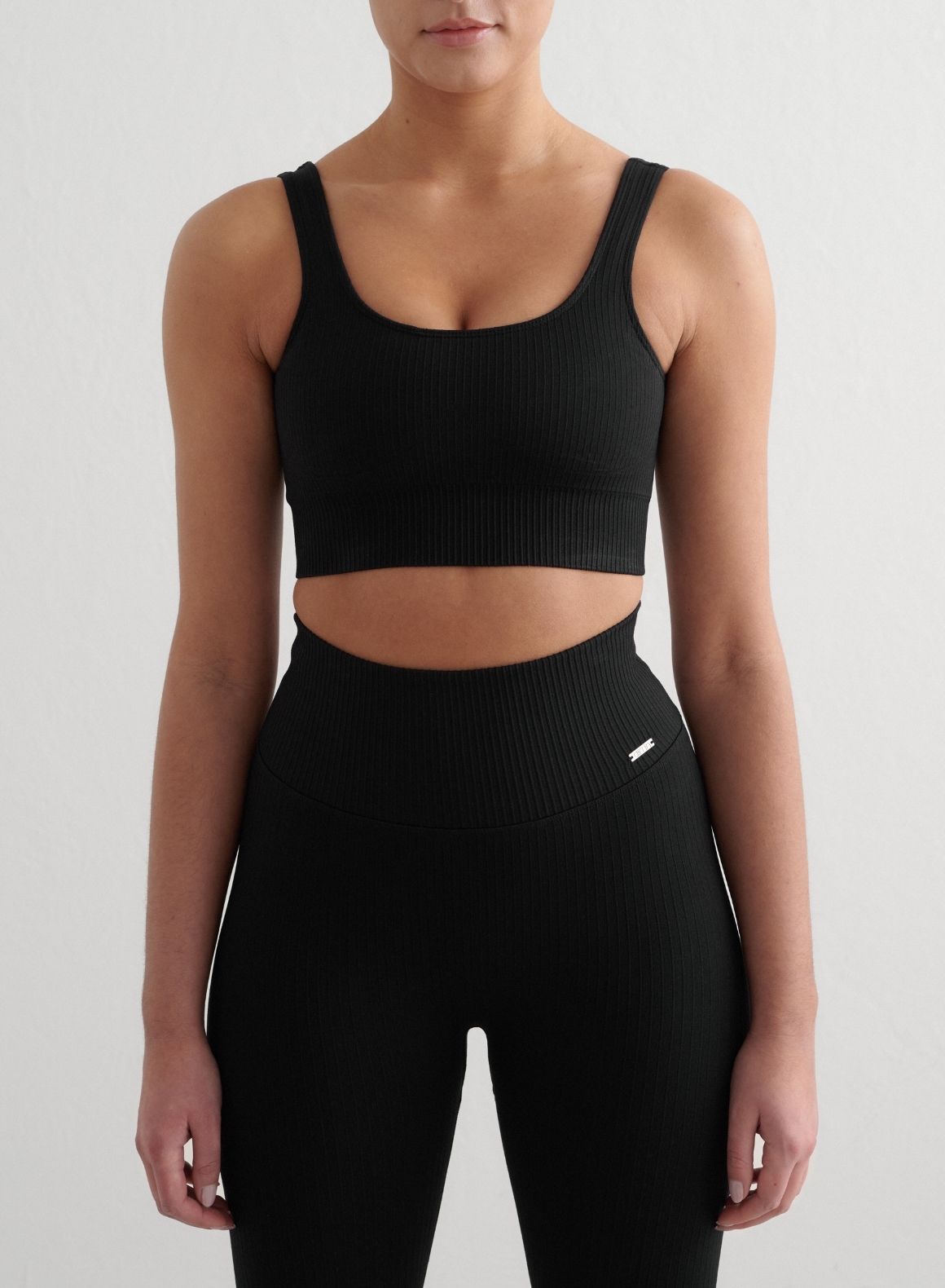 Black Ribbed Seamless Bra for Women - Comfortable Wireless Support T-Shirt Bra - Perfect for Yoga, Workout & Everyday Wear