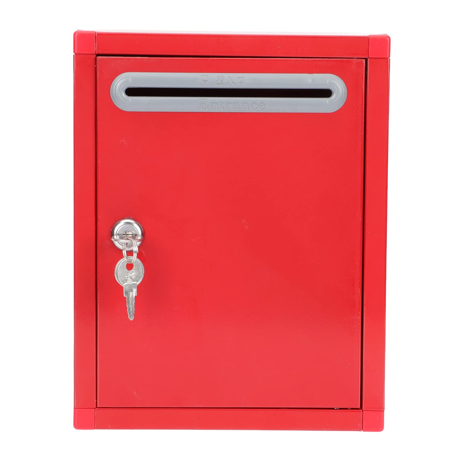 Stainless Steel Lockable Voting Box with Key - Secure Office Donation Box, Suggestion Box, Ballot Box & Reports Storage Container (Red) - Ideal for Elections, Fundraisers, Feedback Collection & Document Storage