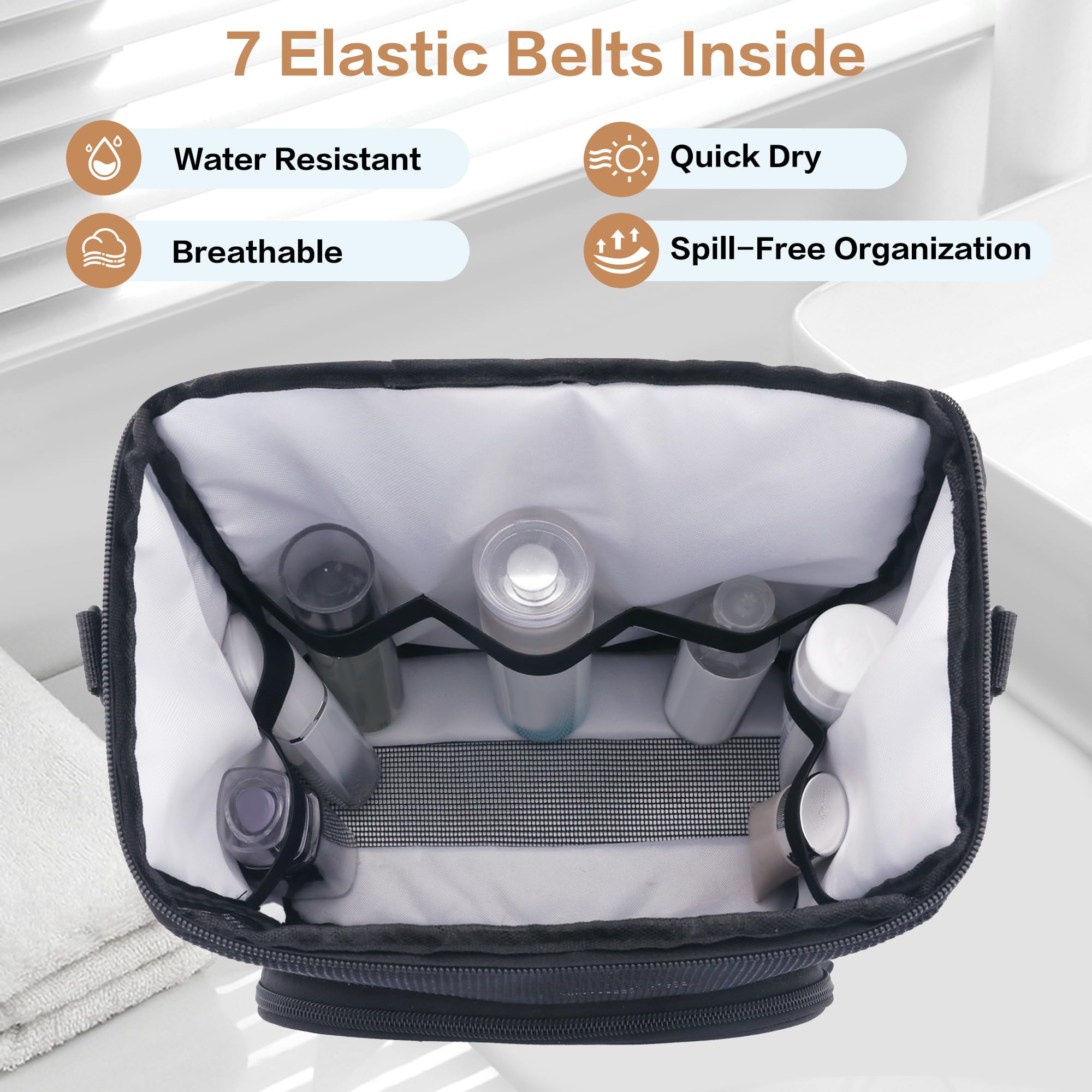 VOCUS Portable Shower Caddy & Travel Toiletry Organizer Bag with Hanging Hook - Water-resistant Shaving Bag for Men & Women - Perfect for College, Gym, Camping & Travel Accessories Storage