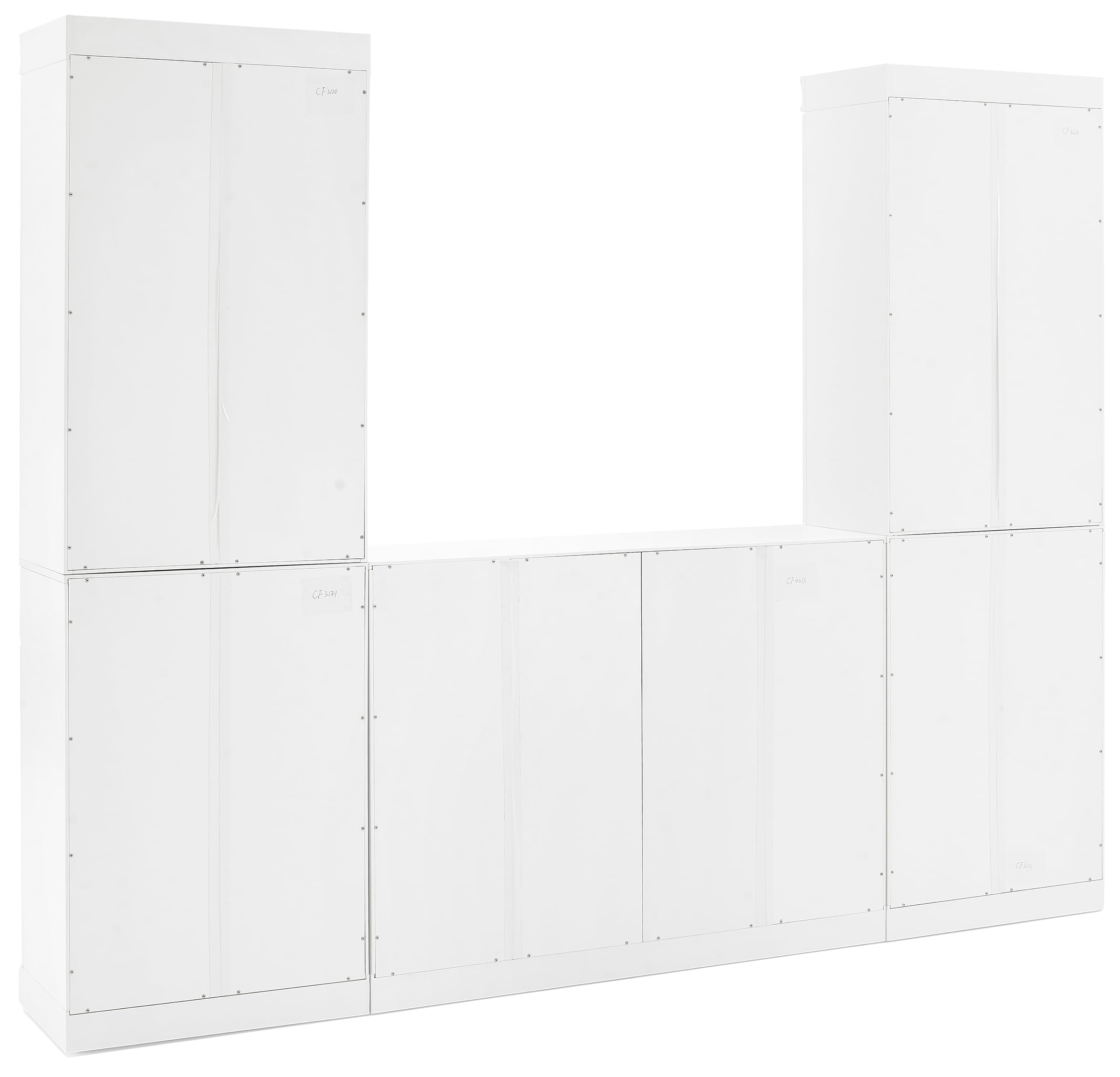 Crosley Furniture Stanton 3-Piece White Sideboard Buffet Cabinet with Glass Doors - Kitchen Storage Pantry Set for Dining Room, Living Room & Home Organization