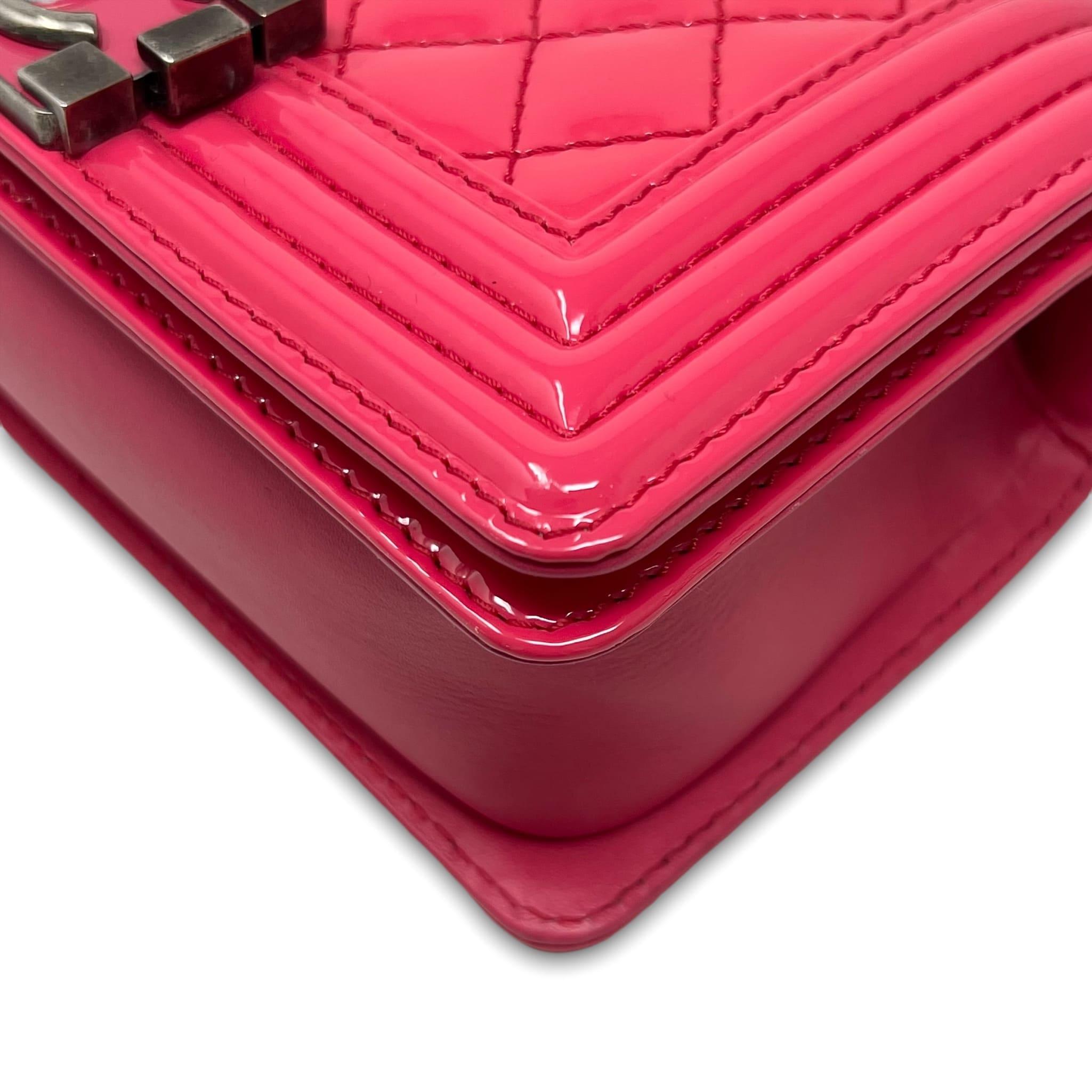 Chanel Pink Patent Leather Small Boy Bag - Luxury Crossbody Handbag for Women, Perfect for Parties, Dates & Special Occasions