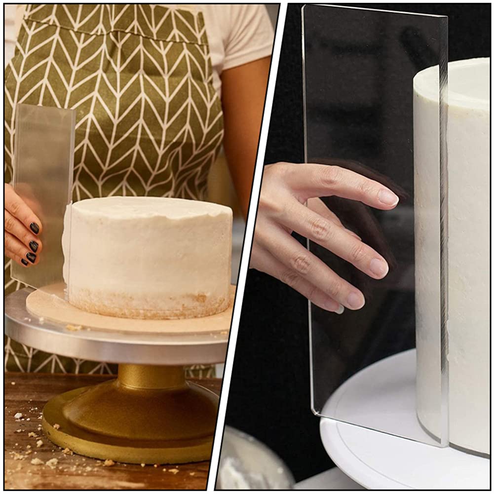 2-Piece Cake Scraper Set - Stainless Steel Baking Scrapers & Cream Spatulas for Cake Decorating, Frosting Smoothing - Essential Baking Tools for Professional Bakers & Home Bakers (Perfect for Leveling Cakes, Spreading Frosting & Creating Smooth Finishes)