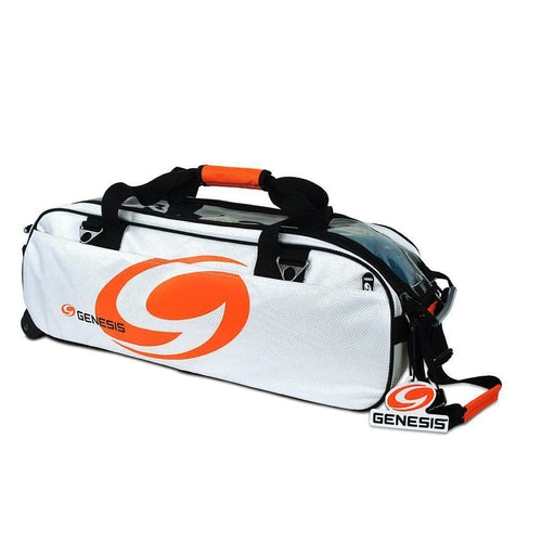 Genesis Sport 3 Ball Rolling Tote Bowling Bag - Premium Bowling Equipment for Men & Women - Durable Wheeled Bowling Ball Carrier with Convenient Storage Pockets - Perfect for League Play, Tournaments & Practice Sessions