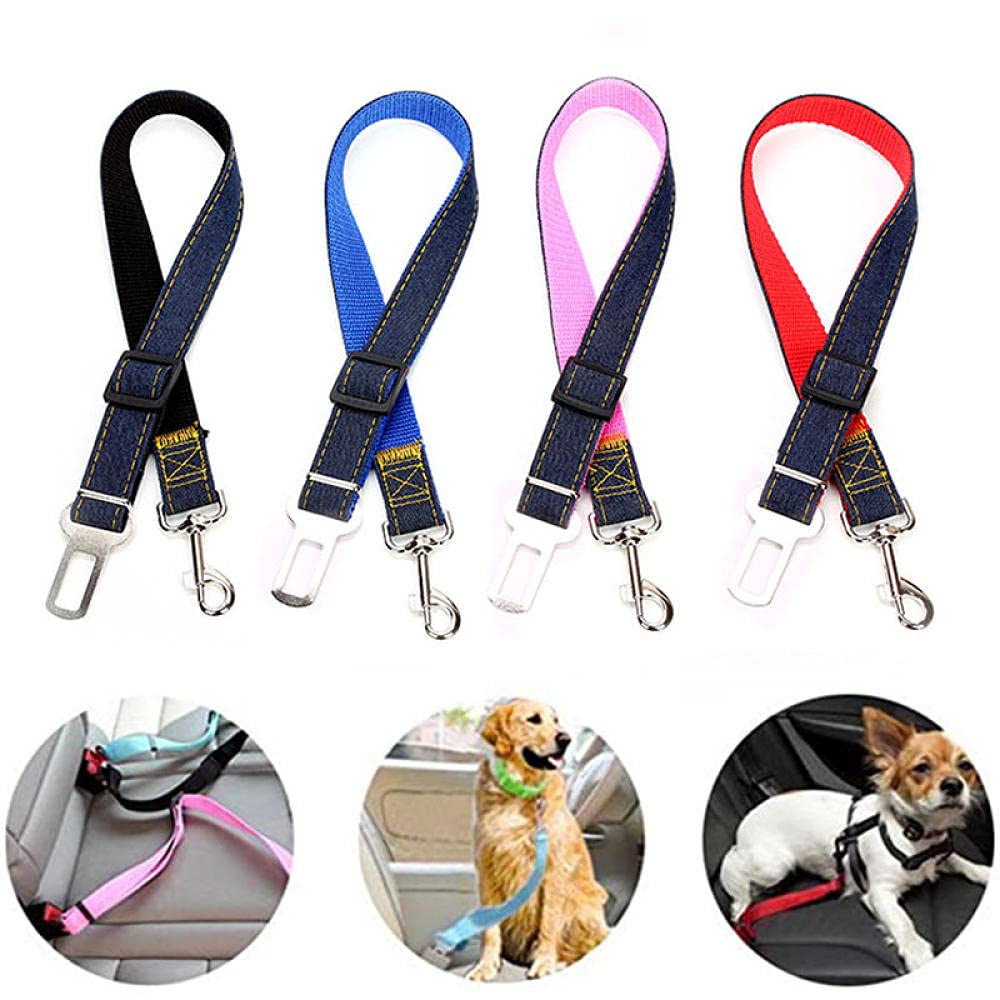 Adjustable Pet Dog & Cat Safety Seat Belt Harness - Black Car Vehicle Seatbelt for Small to Large Dogs - Secure Travel & Road Trips