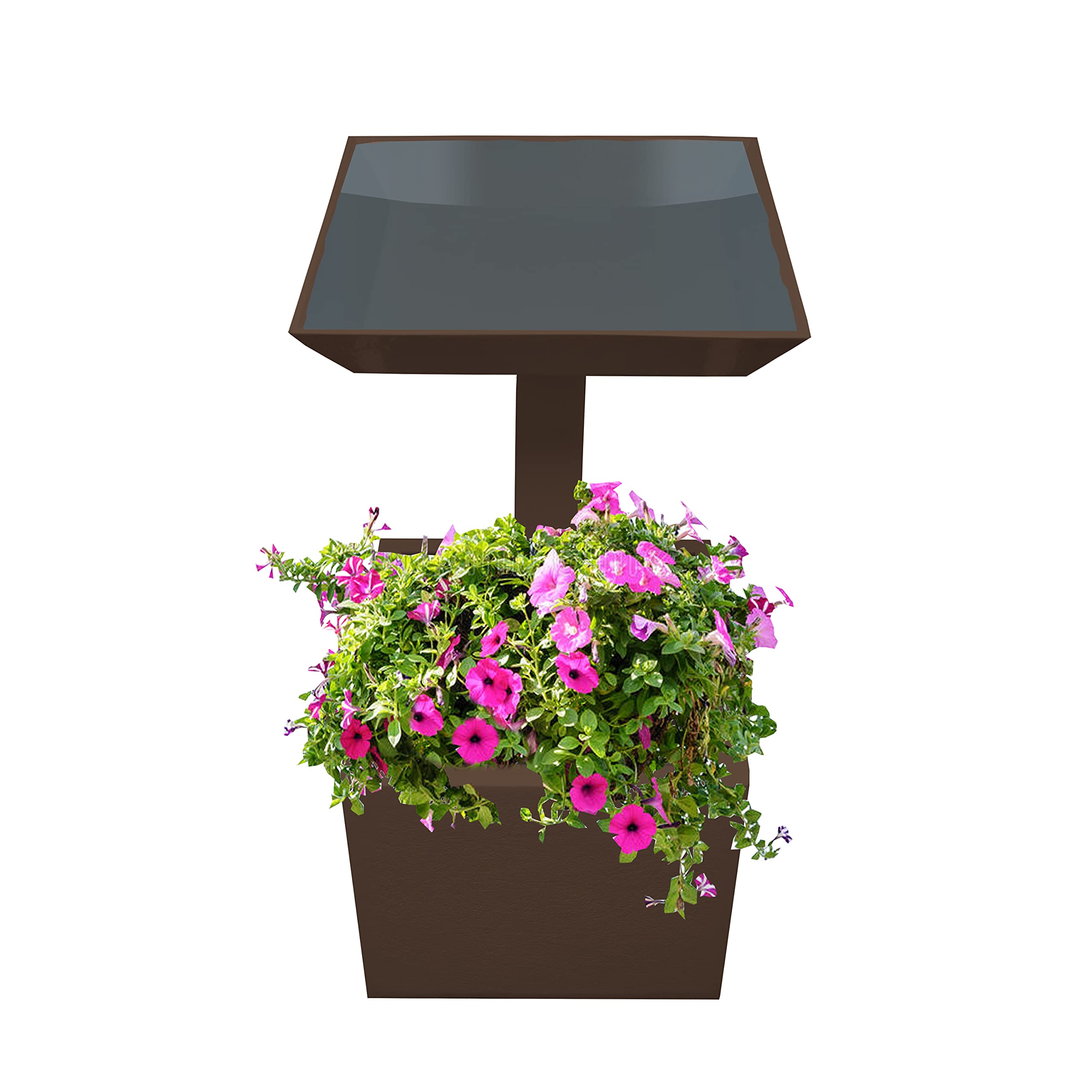 Oakland Living Modern Square Cast Aluminum 35-inch Brown Bird Bath and Planter Vase Combo - Outdoor Garden Decor for Birds and Plants
