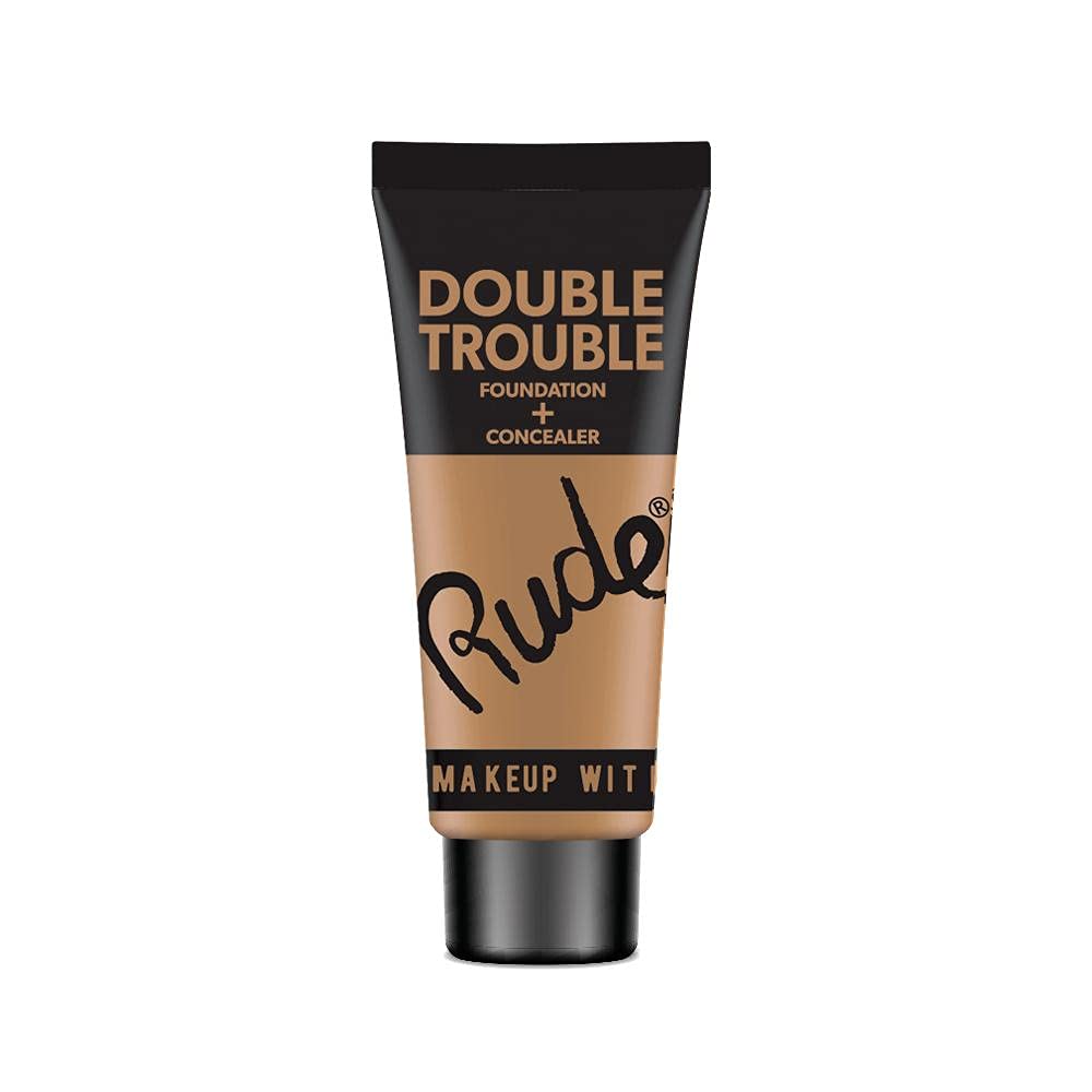 Rude Double Trouble Foundation & Concealer in Fair - Full Coverage Makeup for Flawless Skin - Perfect for Everyday Wear & Special Occasions
