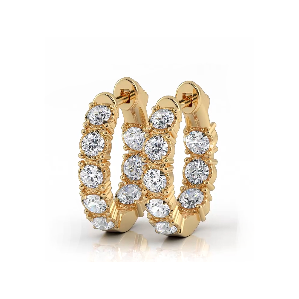 1.0 Carat Diamond Hoop Earrings - Crown Style Prong Setting for Women | Elegant Everyday Jewelry & Special Occasion Gift