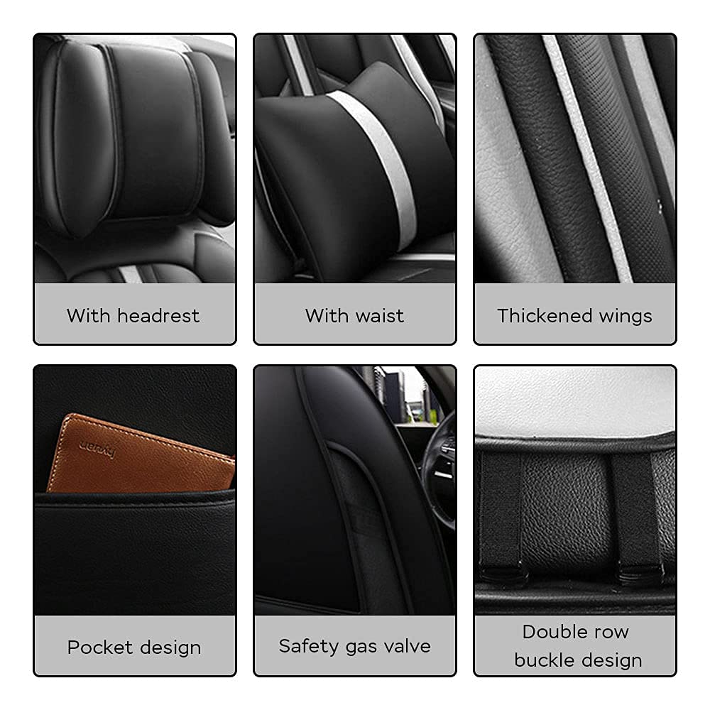 Premium Leather Car Seat Covers for Chevy Suburban 2007-2019 Models - 5-Seat Full Set, Waterproof & Durable Vehicle Seat Protectors (Gray, MH33) - Perfect for Road Trips, Family Travel & Daily Commuting