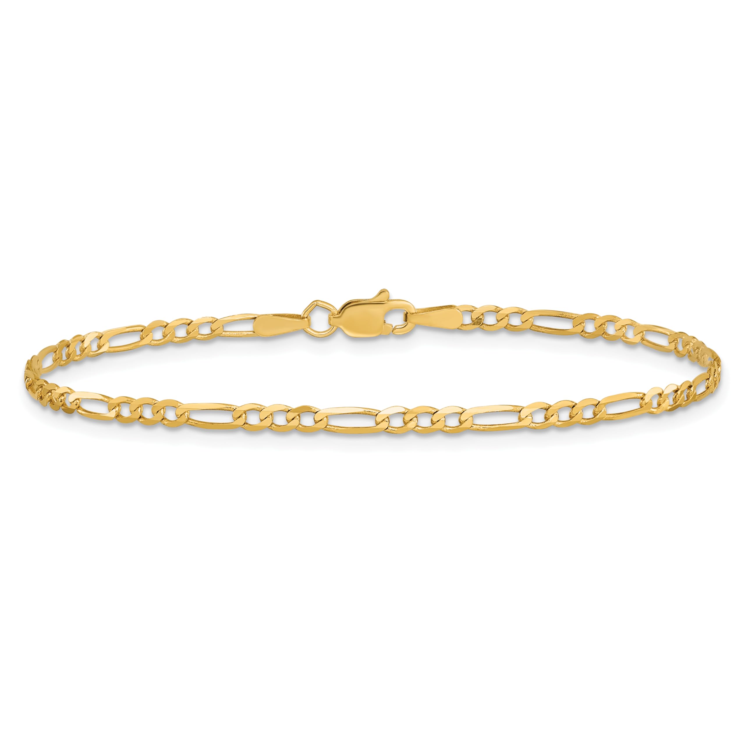 14K Solid Yellow Gold 2.25mm Figaro Link Chain Anklet - Dainty Summer Beach Jewelry for Women, Perfect for Vacation, Pool Party & Boho Style Outfits