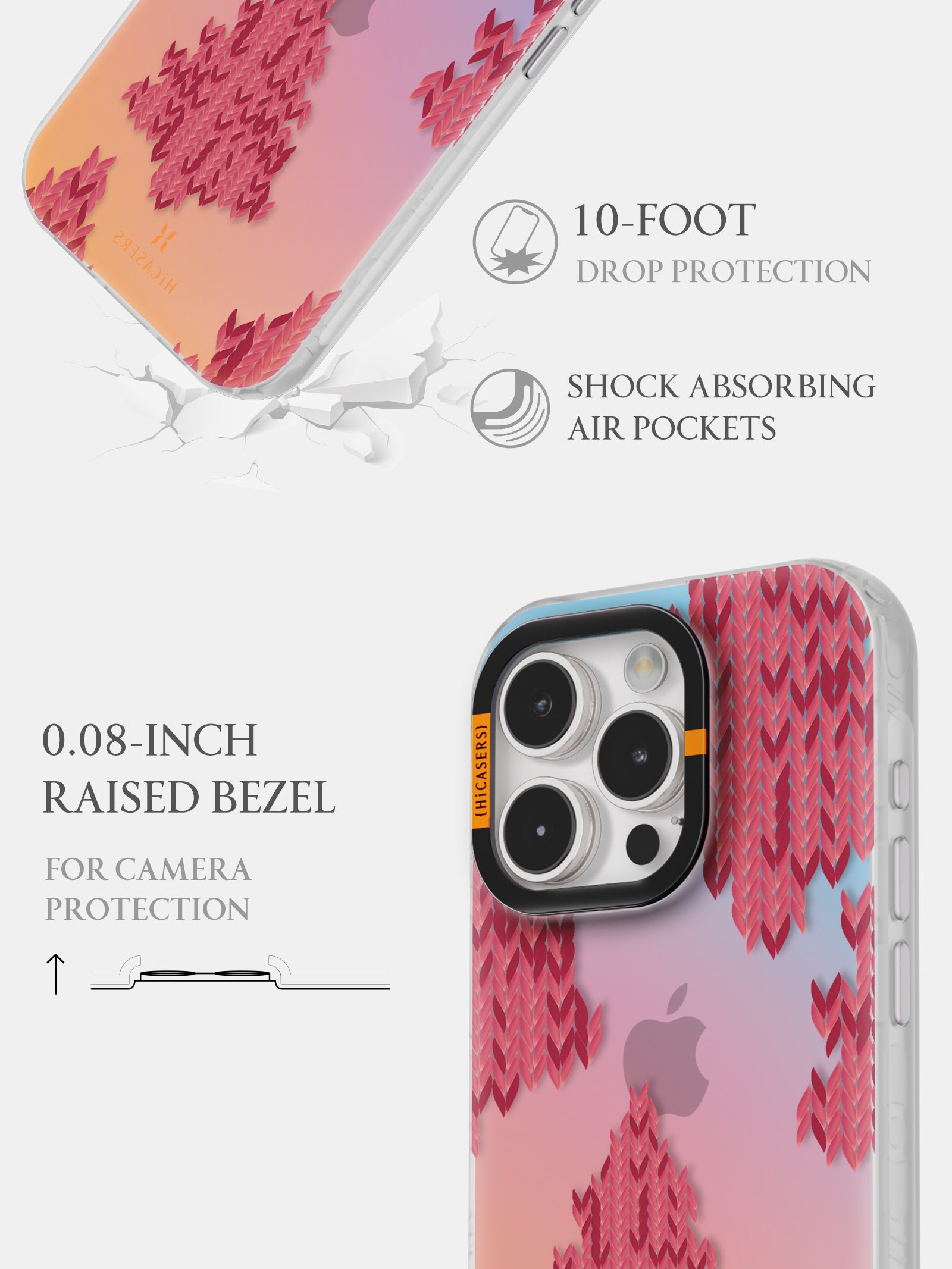 Knitted Christmas Tree Pattern Iridescent Phone Case in Magenta - Perfect Holiday Gift for iPhone & Samsung