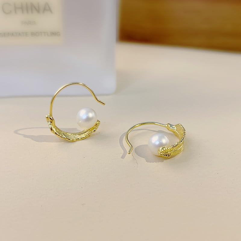 Freshwater Cultured Pearl Earrings for Women - Sterling Silver & 18K Gold Plated Dangle Earrings - Perfect Gift for Wife, Girlfriend, Mom - Wedding, Birthday, Anniversary, Mother's Day, Valentine's Day & Christmas - Elegant Fine Jewelry for Date Night, Office Wear & Special Occasions