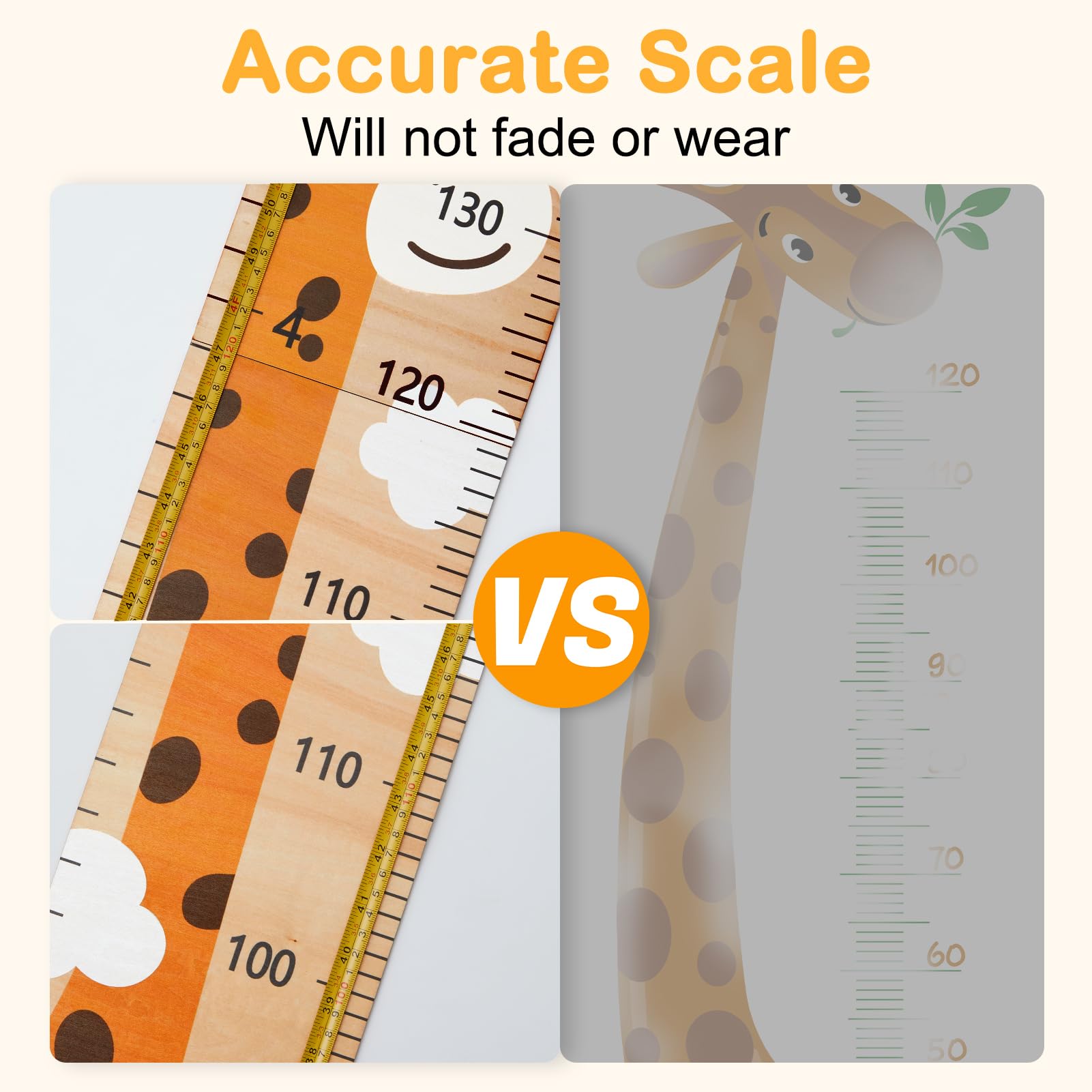 Basumee Wooden Growth Chart for Kids - Wall-Mounted Height Measurement Ruler for Nursery, Bedroom & Playroom - Cute Deer Design Baby Room Decor (Ideal for Boys & Girls Birthday Gifts, Baby Showers)