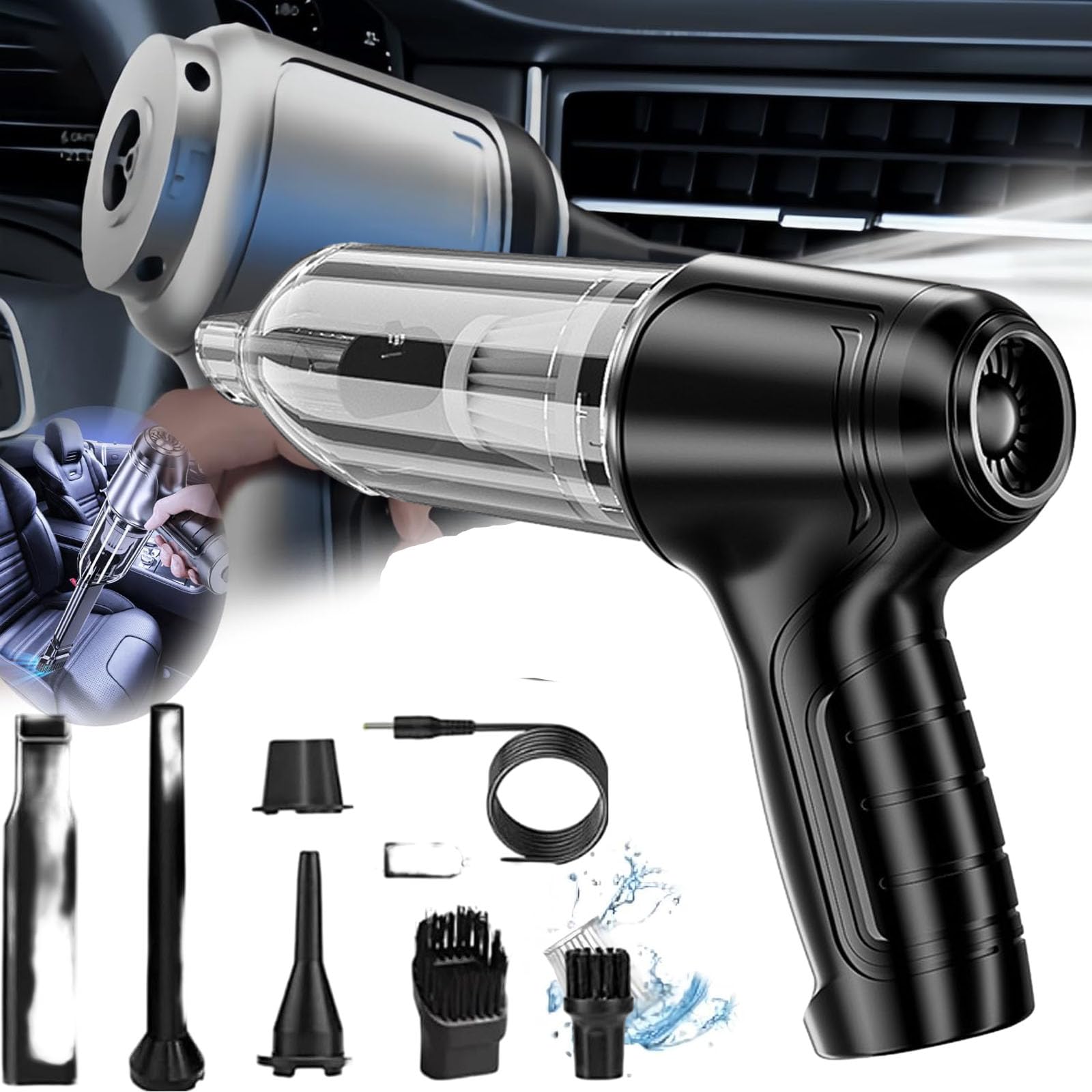 **Airify Pro Portable Air Blower & Car Vacuum - Wireless Handheld Mini Vacuum Cleaner for Home, Office, Car, and Travel (Black) - Ideal for Dusting, Cleaning Tight Spaces, and Quick Mess Cleanup**