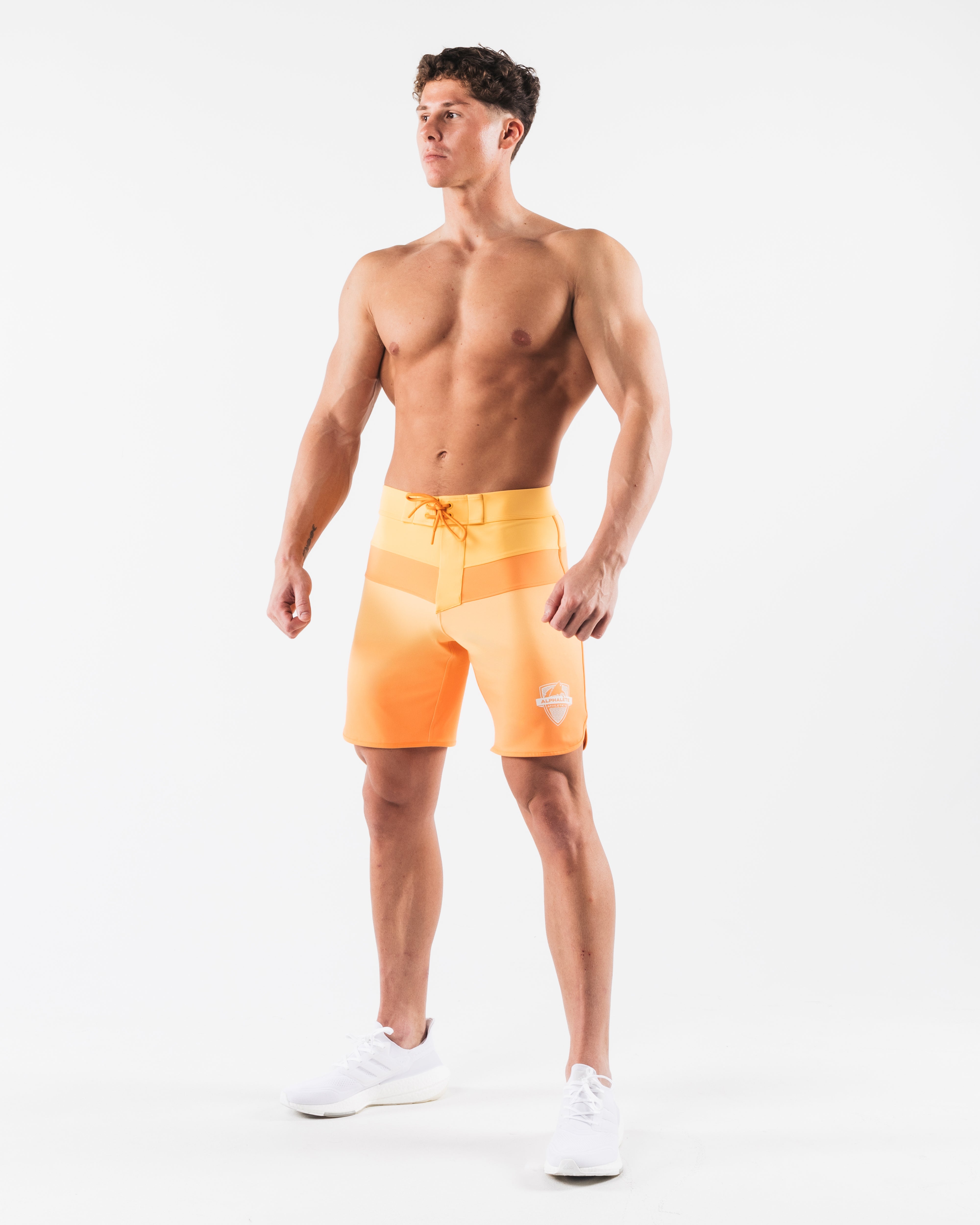 Premium Titan Boardshorts for Men - Quick-Dry Swim Trunks with UPF 50+ Sun Protection - Sunset Yellow - Perfect for Beach, Pool, Surfing & Summer Vacations