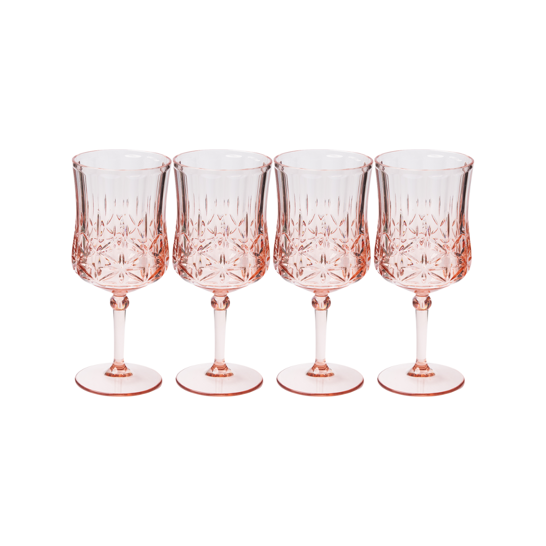Elegant Blush Wine Glasses Set of 4 - 16 Oz Classic Stemmed Glassware for Red & White Wine - Perfect for Dinner Parties, Weddings & Romantic Date Nights
