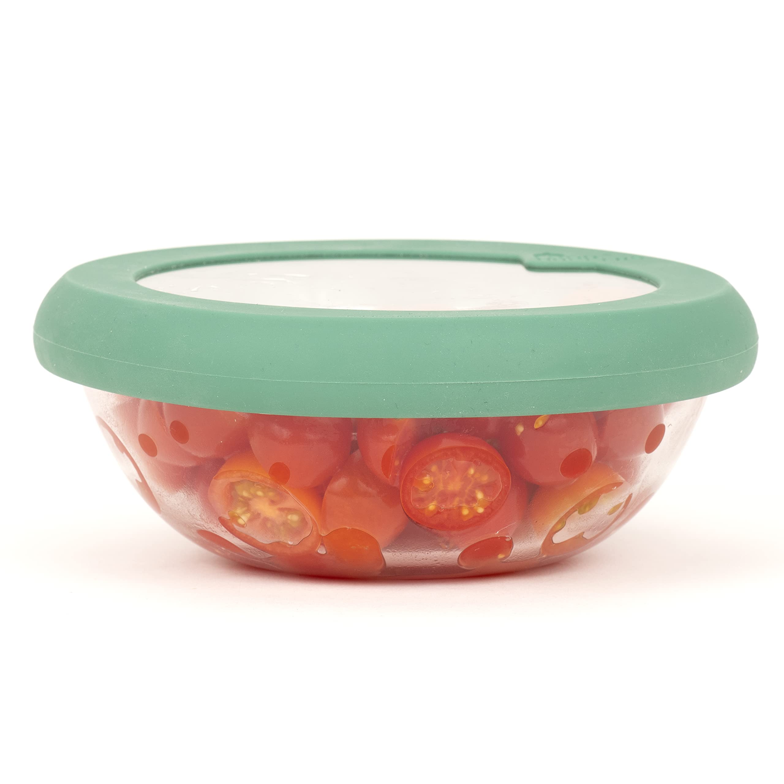 Food Huggers Silicone & Glass Replacement Lids for Round Storage Containers | Crack-Proof, Plastic-Free, Fits Most Brands | Medium Size, Gradual Green | Perfect for Meal Prep, Leftovers & Eco-Friendly Kitchen Storage