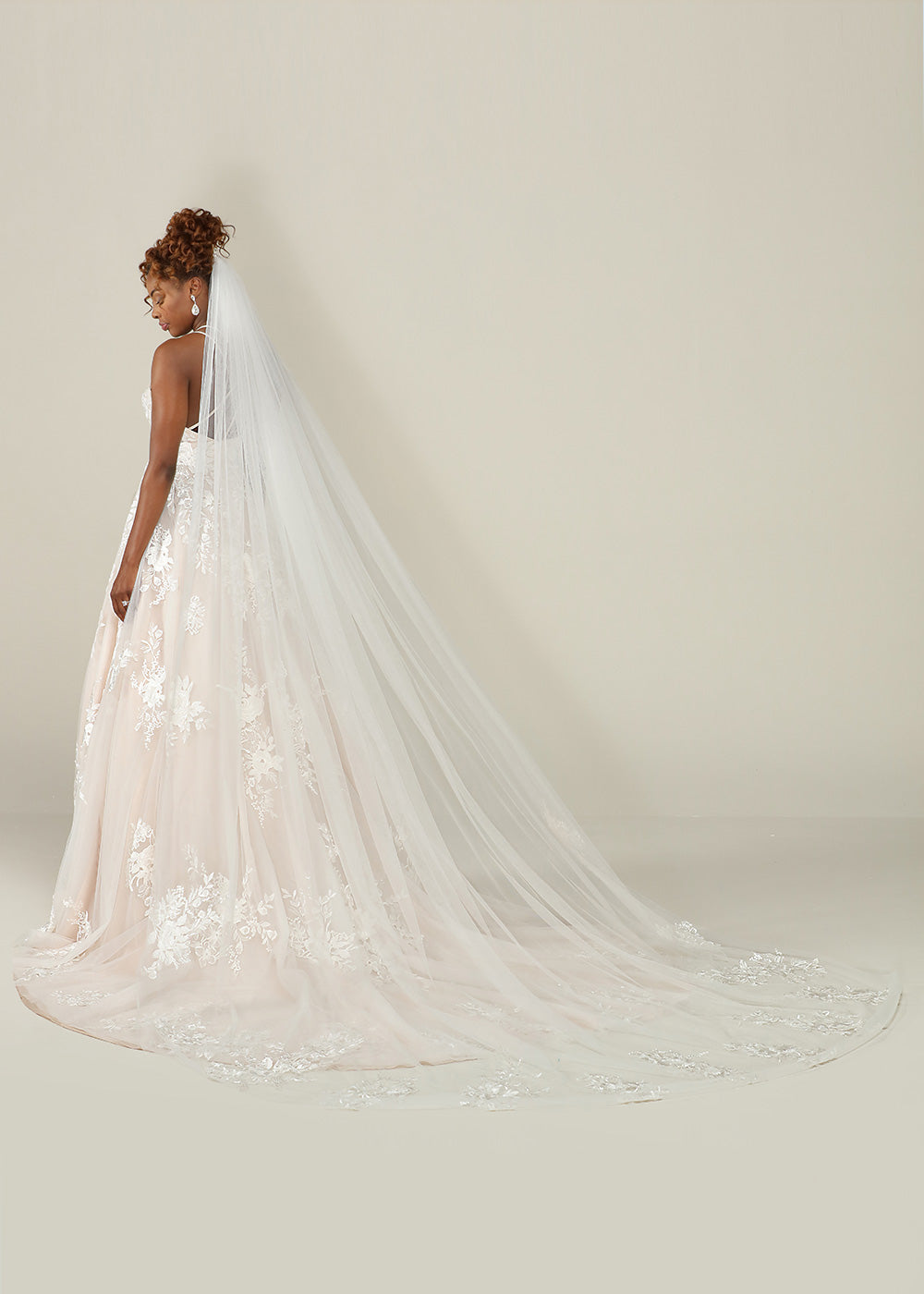 Ryleigh Veil Cathedral Wedding Veil with Lace Appliques - Elegant Bridal Accessory for Church Ceremonies & Formal Weddings