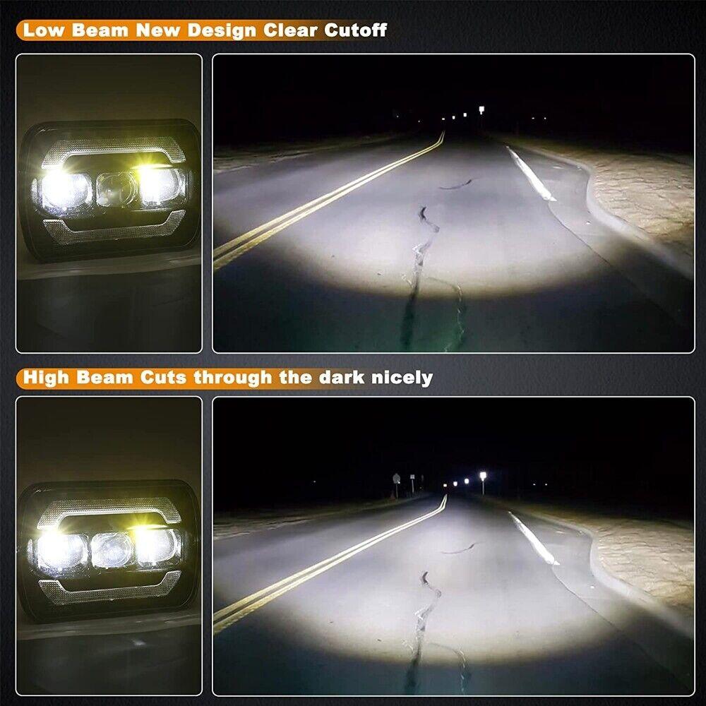 2-Pack 7x6 Inch Sealed Beam LED Headlights - Hi/Lo Beam, Yellow Turn Signal & White DRL - Perfect for Jeep Wrangler, Ford F-150, Chevy Silverado & Off-Road Vehicles